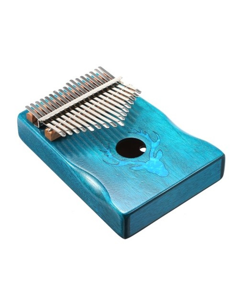 17 Keys Kalimba Elk Thumb Piano with Hammer Portable Musical Instrument Dreamy Elk Blue Color