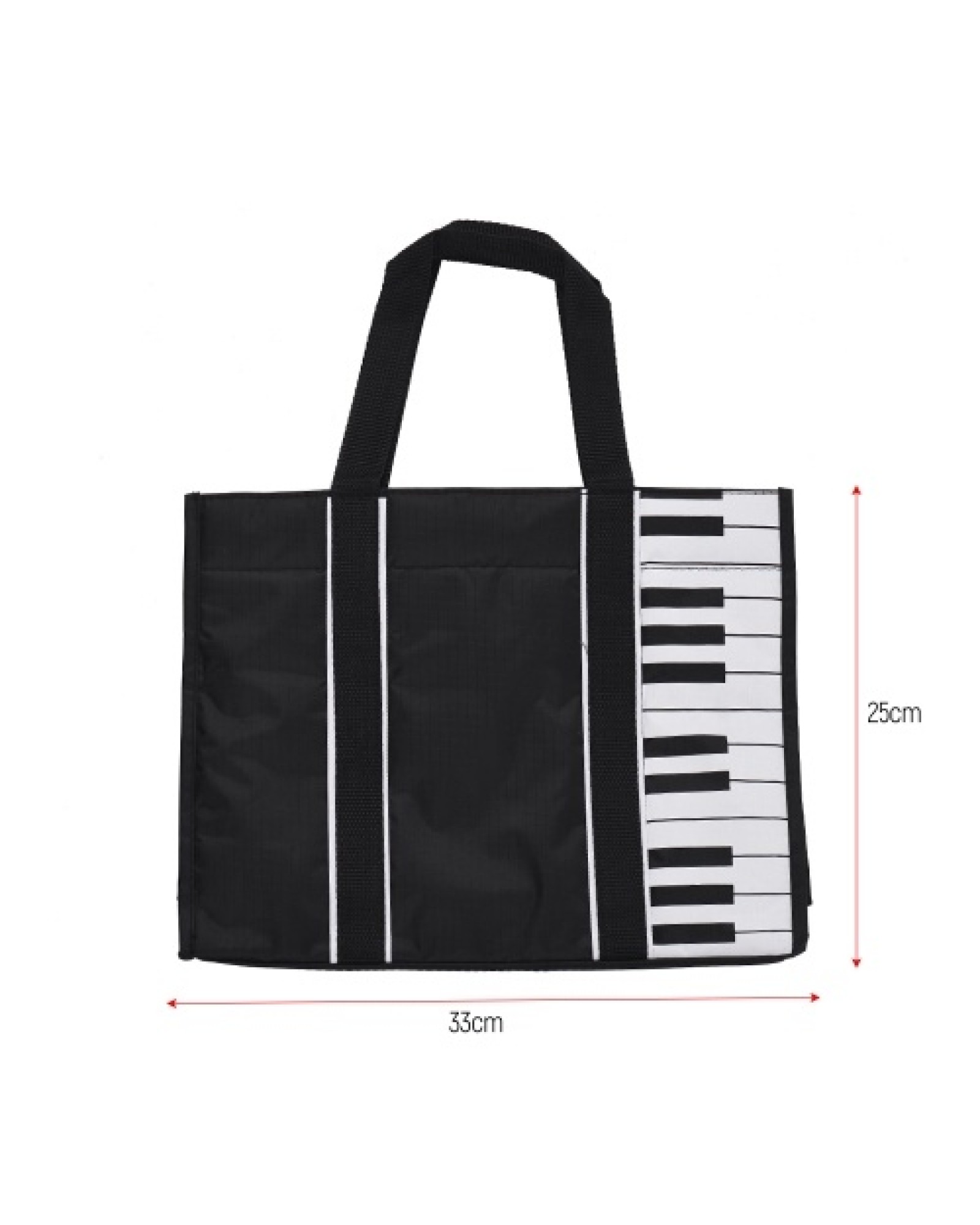 Waterproof Handbag Music Tote Shoulder Grocery Shopping Bag 5mm Cotton Padding with Piano Key Pattern