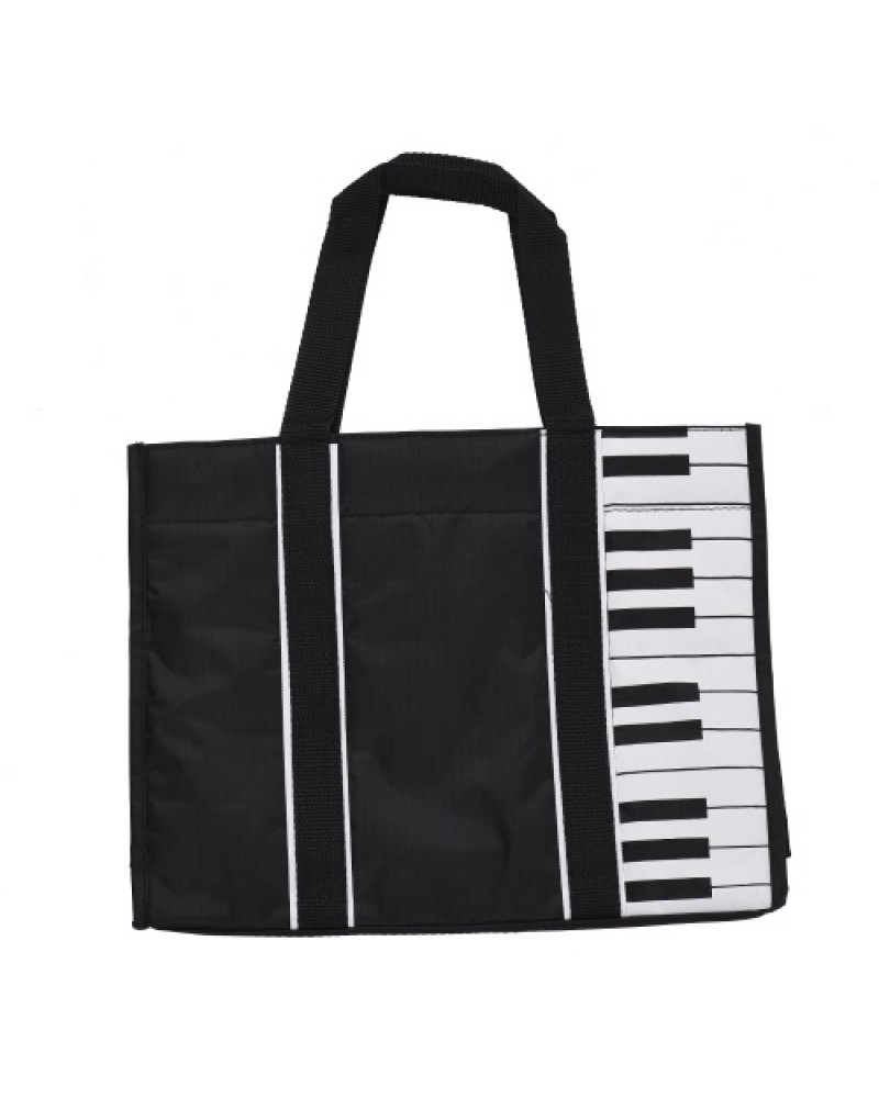 Waterproof Handbag Music Tote Shoulder Grocery Shopping Bag 5mm Cotton Padding with Piano Key Pattern