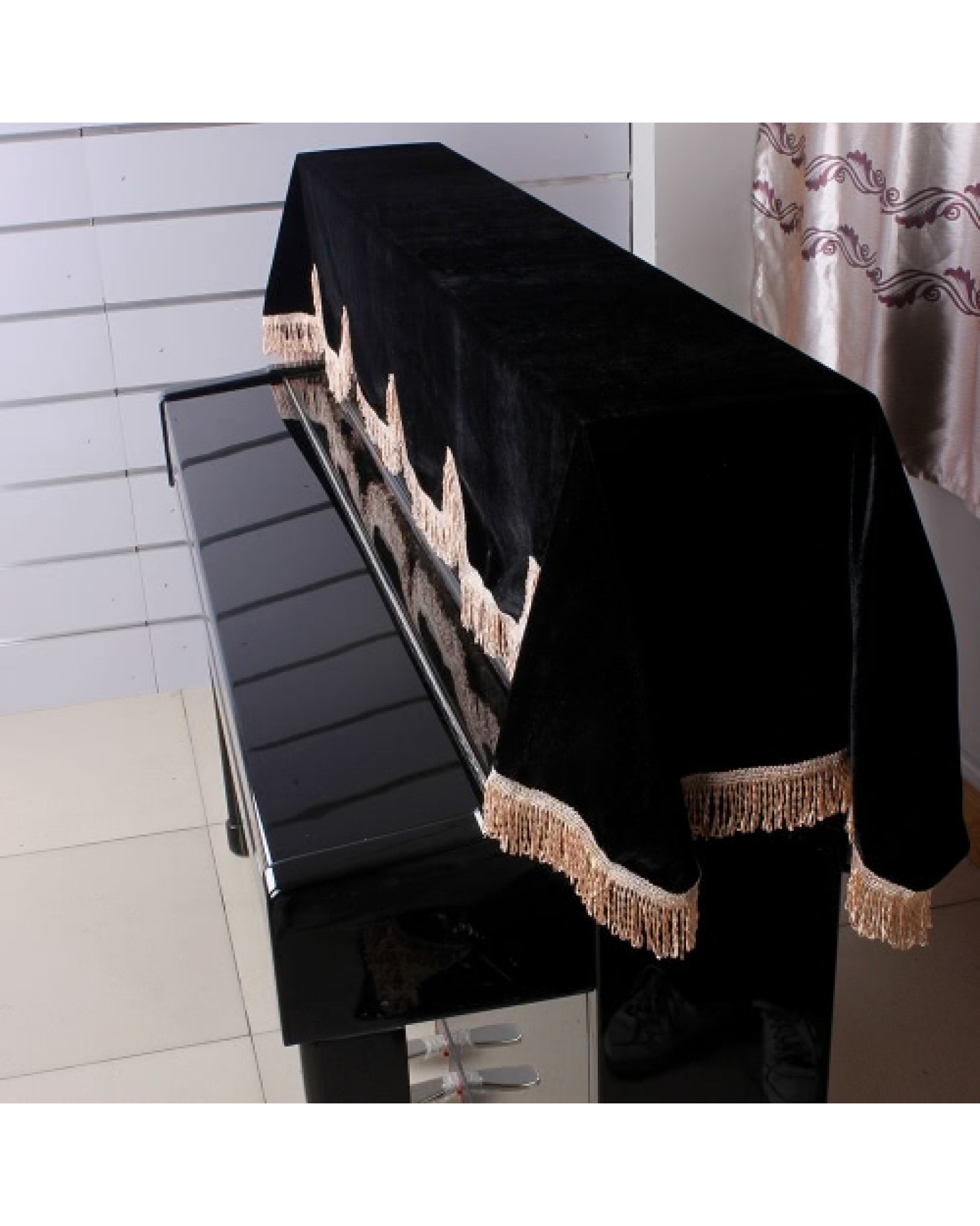88-key Electronic Piano Keyboard Cover PleucheFastener Tape Decorated with Fringes Beautiful