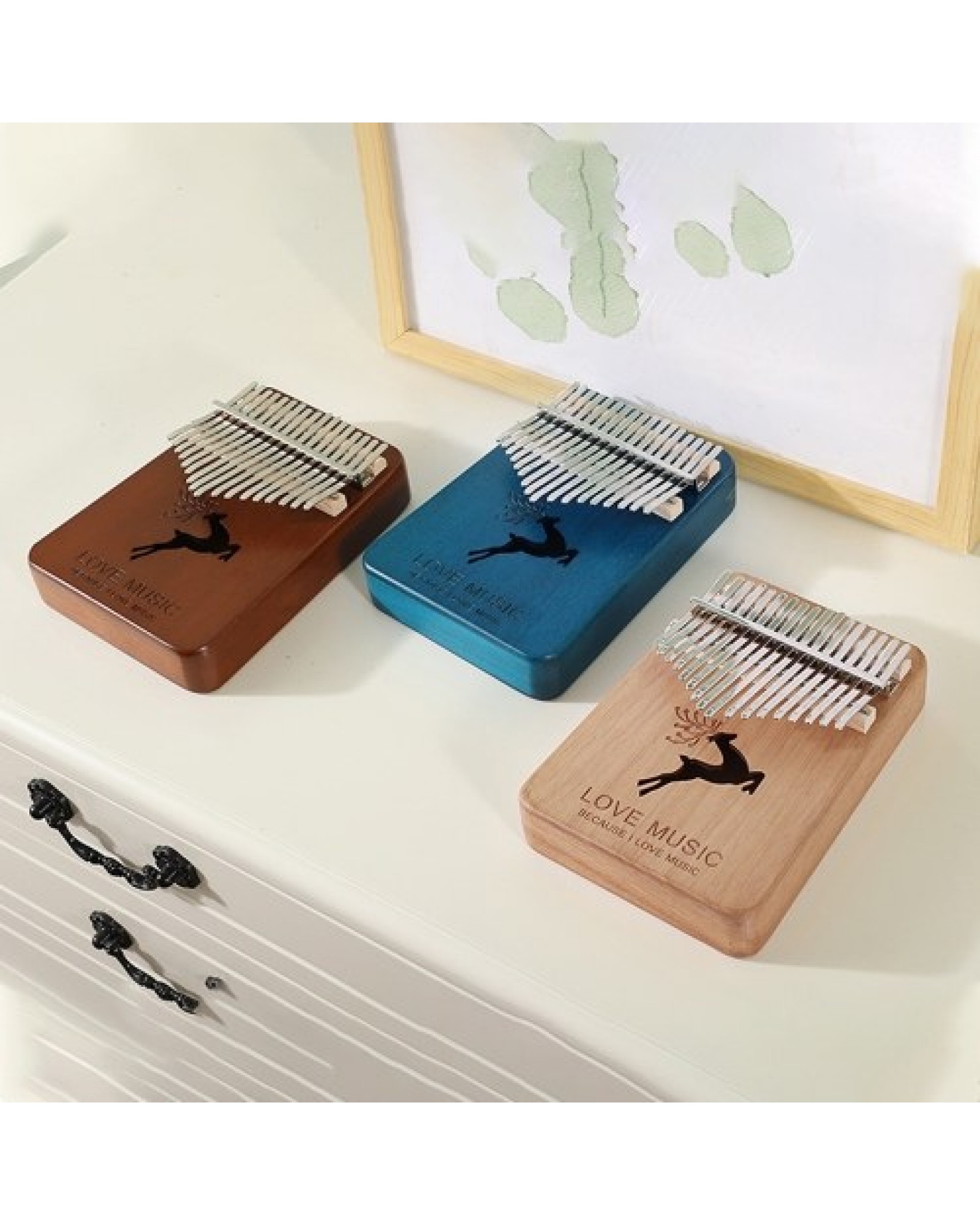 Flowers 17 Keys Kalimba African Thumb Finger Piano Wood Kalimba Portable Musical Instrument