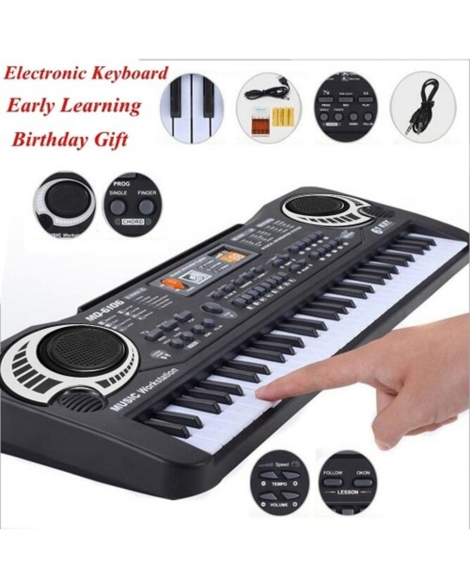 61 Keys Black Digital Music Electronic Keyboard KeyBoard Electric Piano Kids Gift Musical Instrument