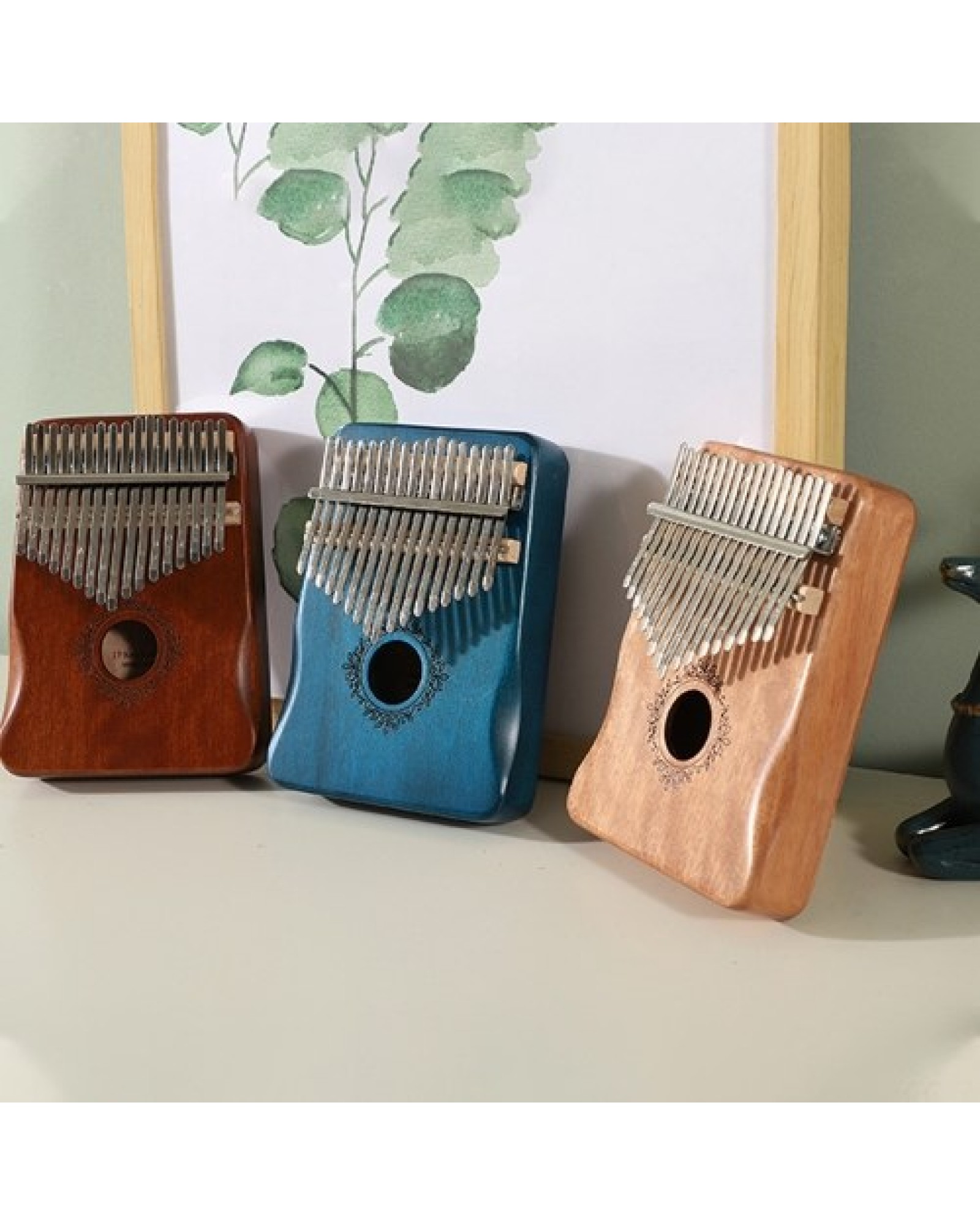 Flowers 17 Keys Kalimba African Thumb Finger Piano Wood Kalimba Portable Musical Instrument