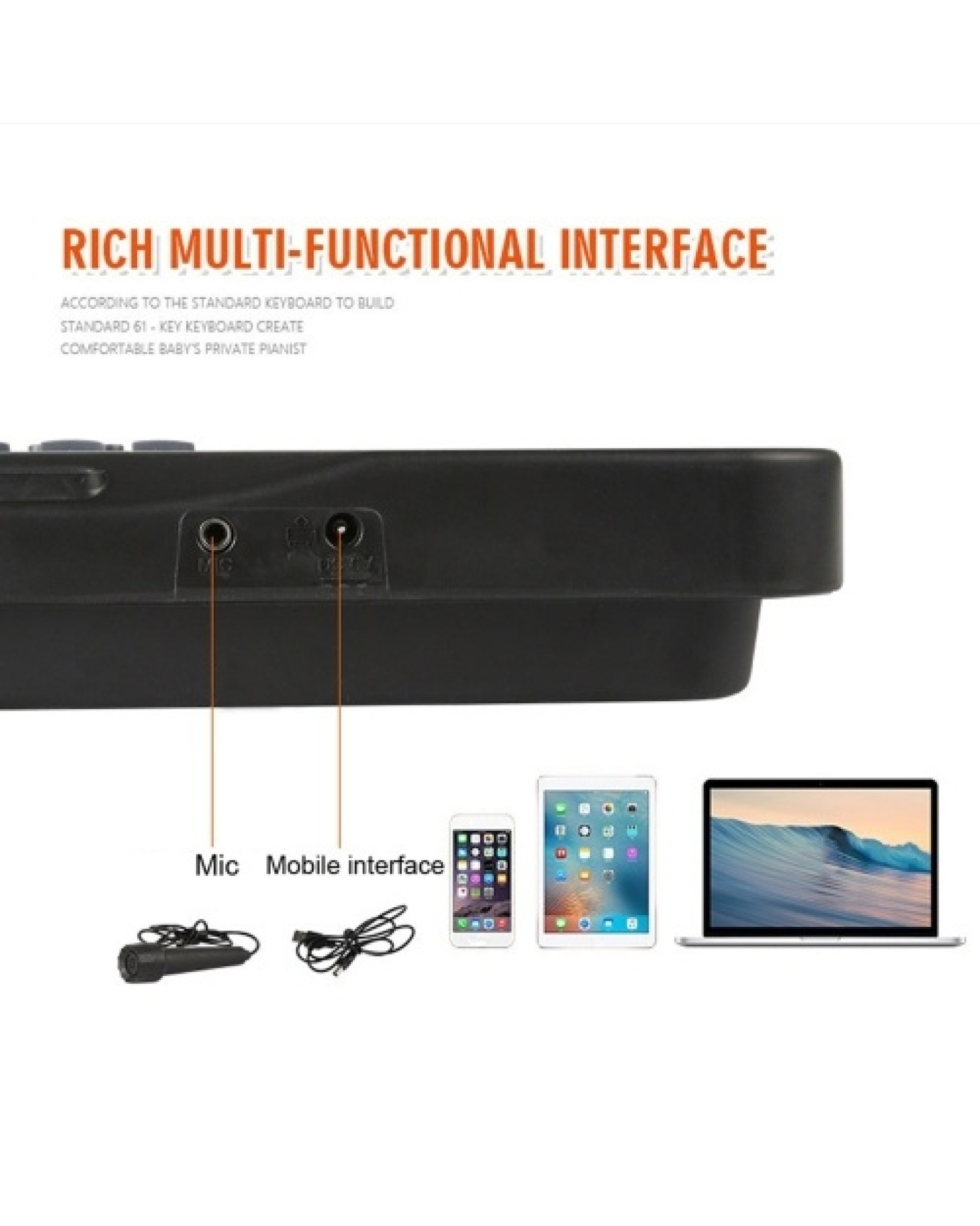 61 Keys Black Digital Music Electronic Keyboard KeyBoard Electric Piano Kids Gift Musical Instrument