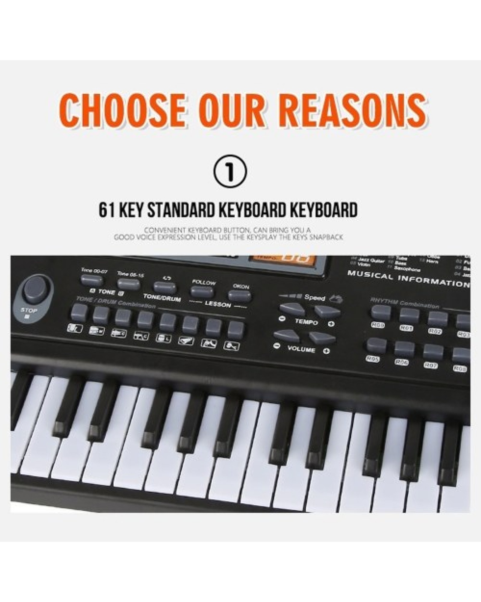 61 Keys Black Digital Music Electronic Keyboard KeyBoard Electric Piano Kids Gift Musical Instrument