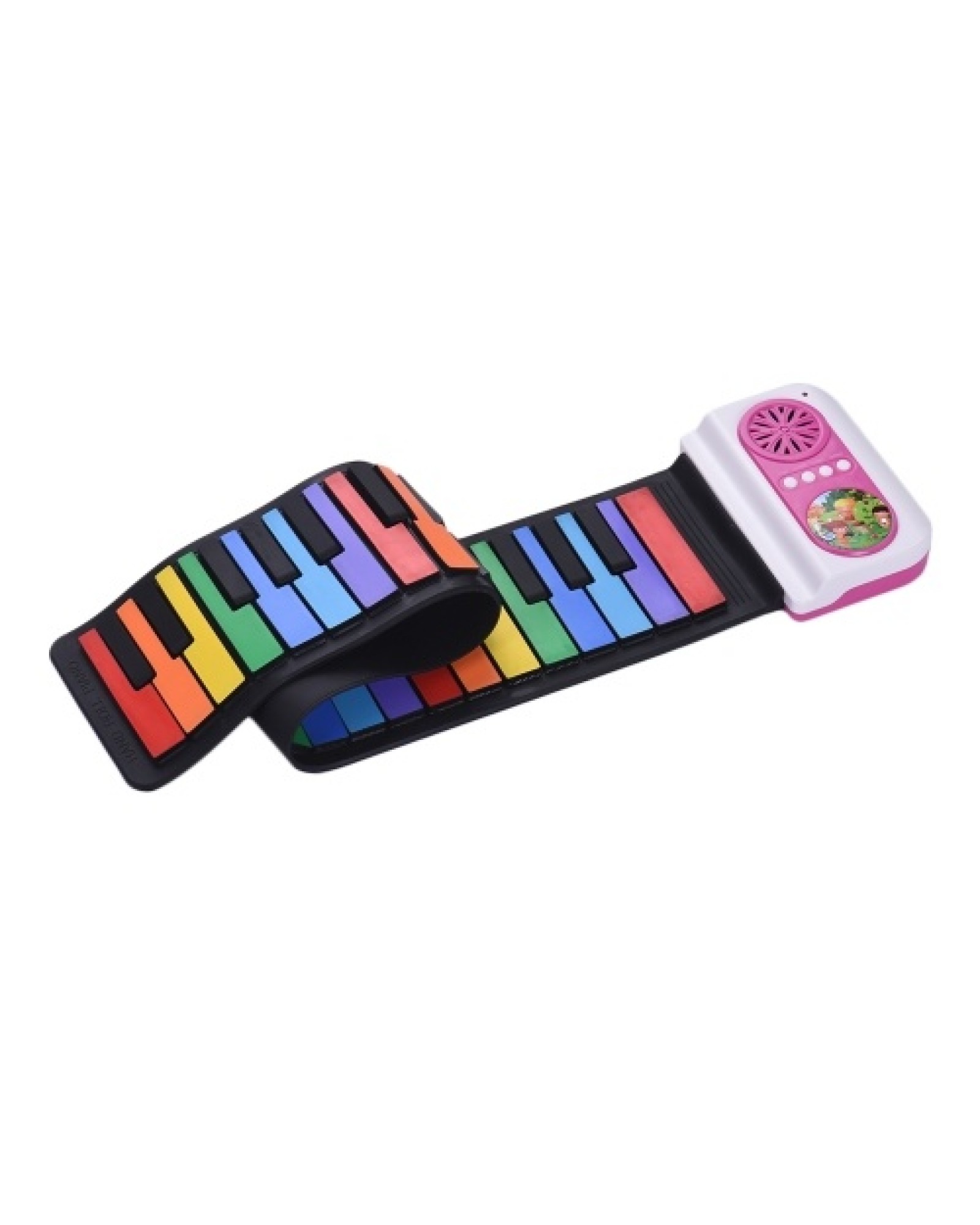49-Key Portable Roll-Up Piano Silicon Electronic Keyboard Colorful Keys Built-in Speaker Musical Toy for Children Kids