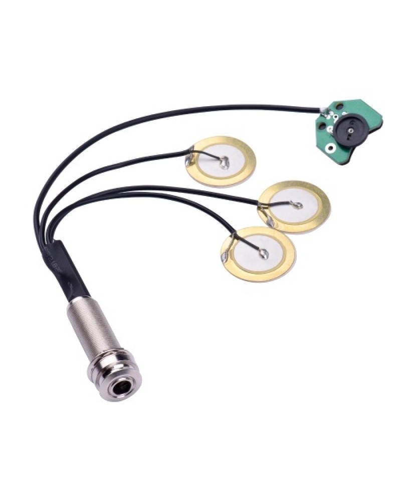 Thumb Piano Pickup Kalimba Pick Up Transducer 6.35mm Output Jack with Volume Control, 3 Transducers