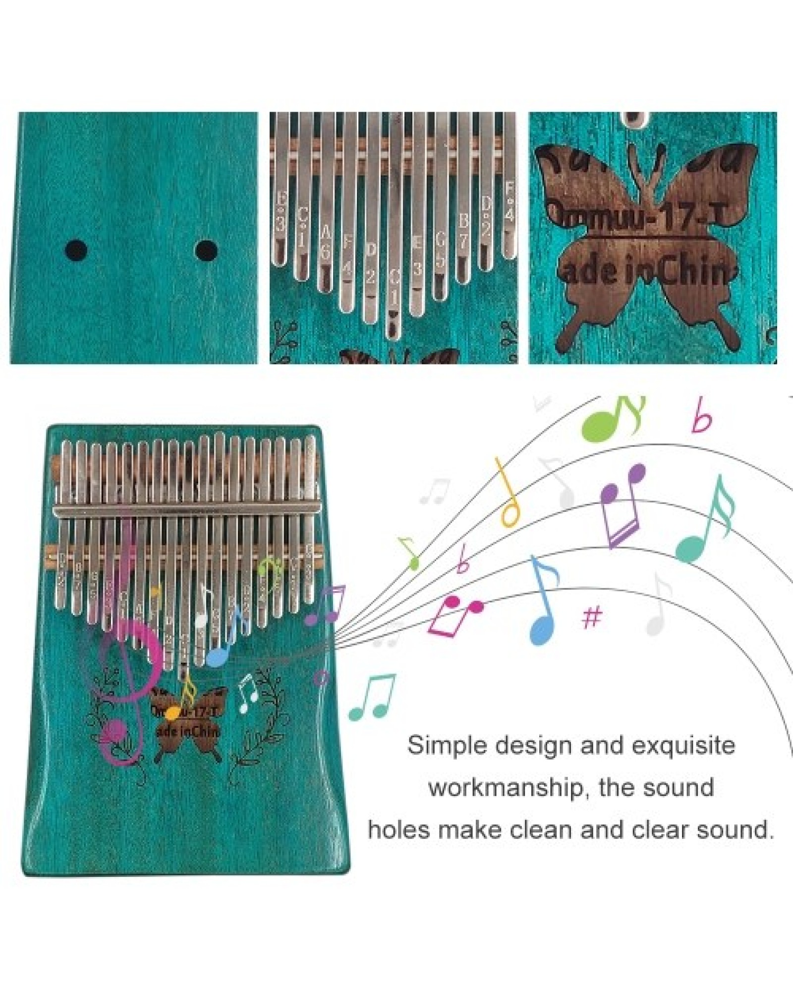 Kalimba Mbira Thumb Finger Piano Portable 17 Keys Solid Wood Musical Instrument Gift for Music Lovers Beginners