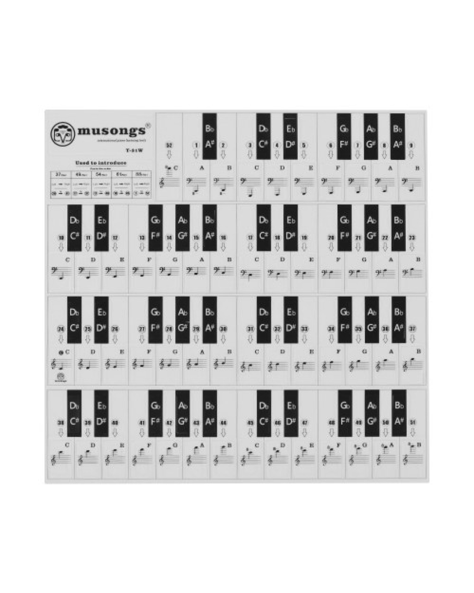 T-31W Removable Piano Keyboard Stickers