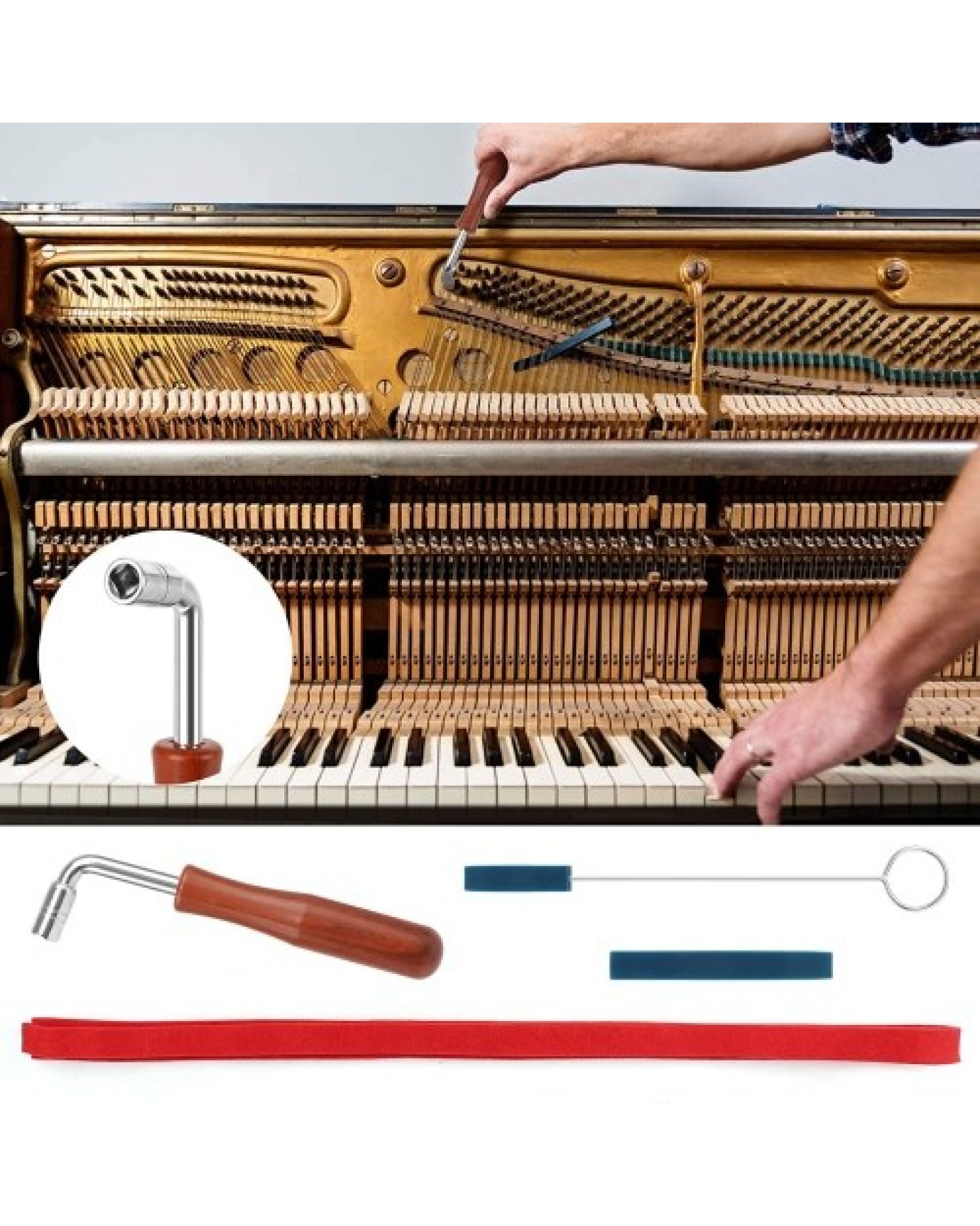 Professional Piano Tuning Kit Tuning Wrench Hammer Temperament Strip Mute Kit Piano DIY Fixing Set