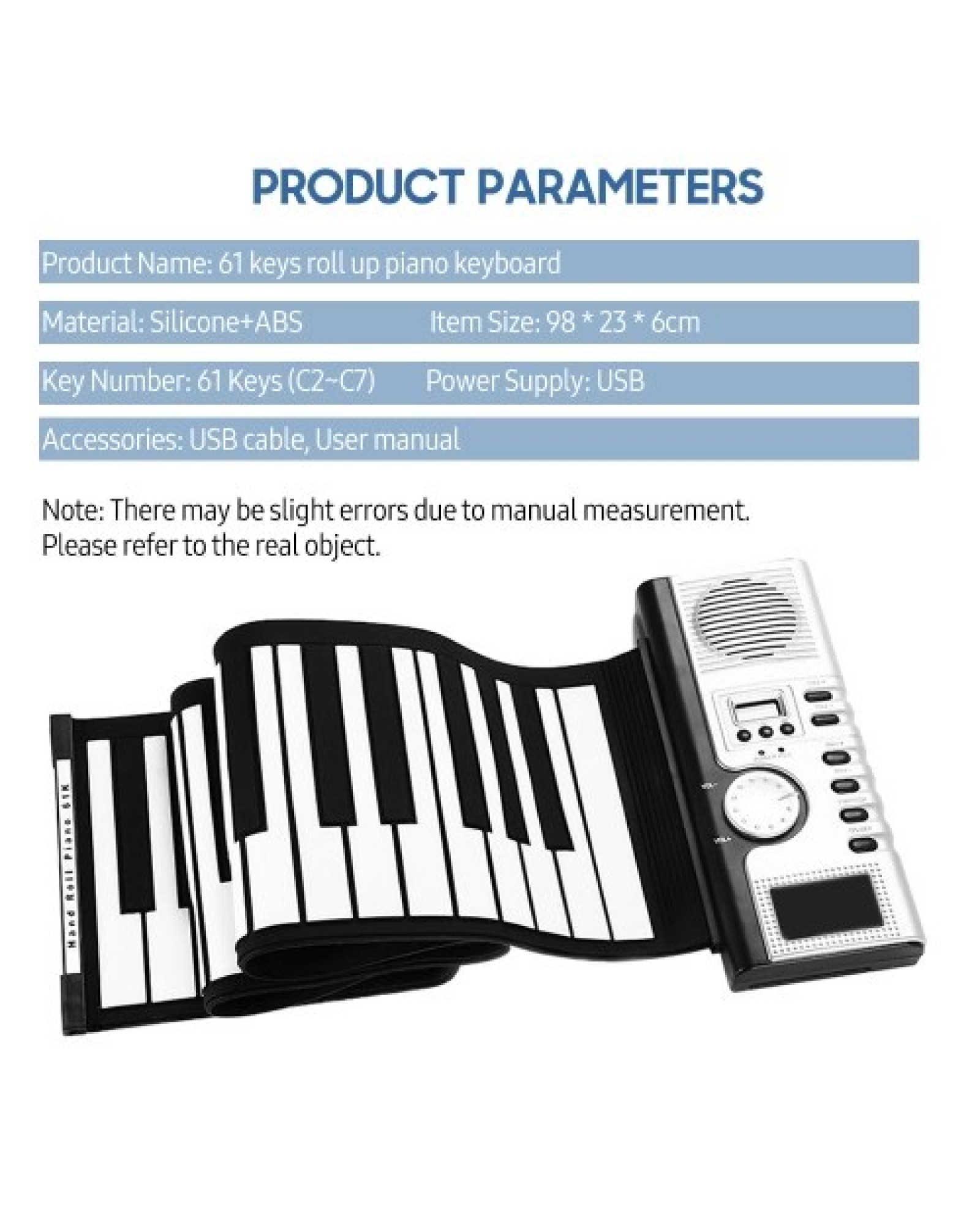61 Keys Roll Up Piano Keyboard Portable Soft Silicone Electronic Piano