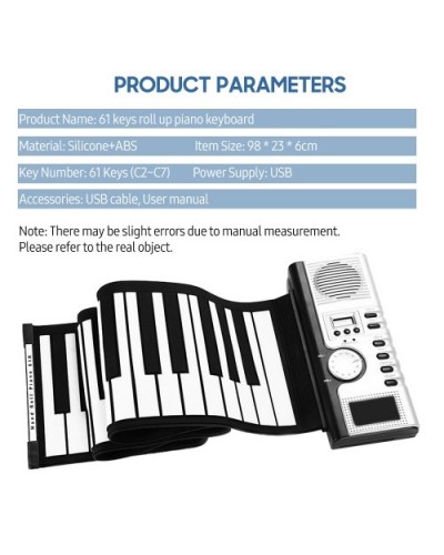 61 Keys Roll Up Piano Keyboard Portable Soft Silicone Electronic Piano