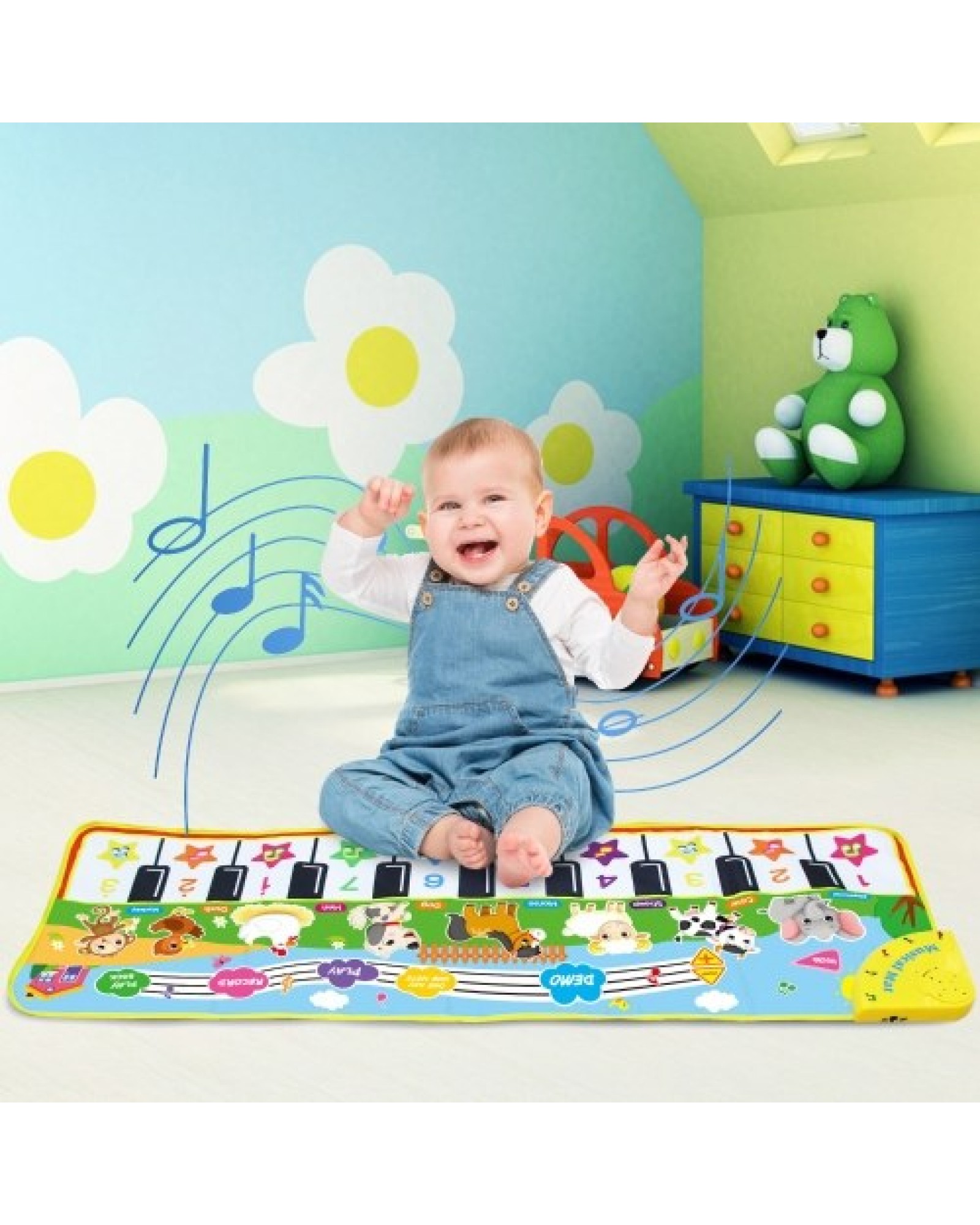 Keyboard Music Mat Playmat Educational Musical Carpet Multifunctional Children Piano Carpet Baby Crawling Mat for Kids Toddlers