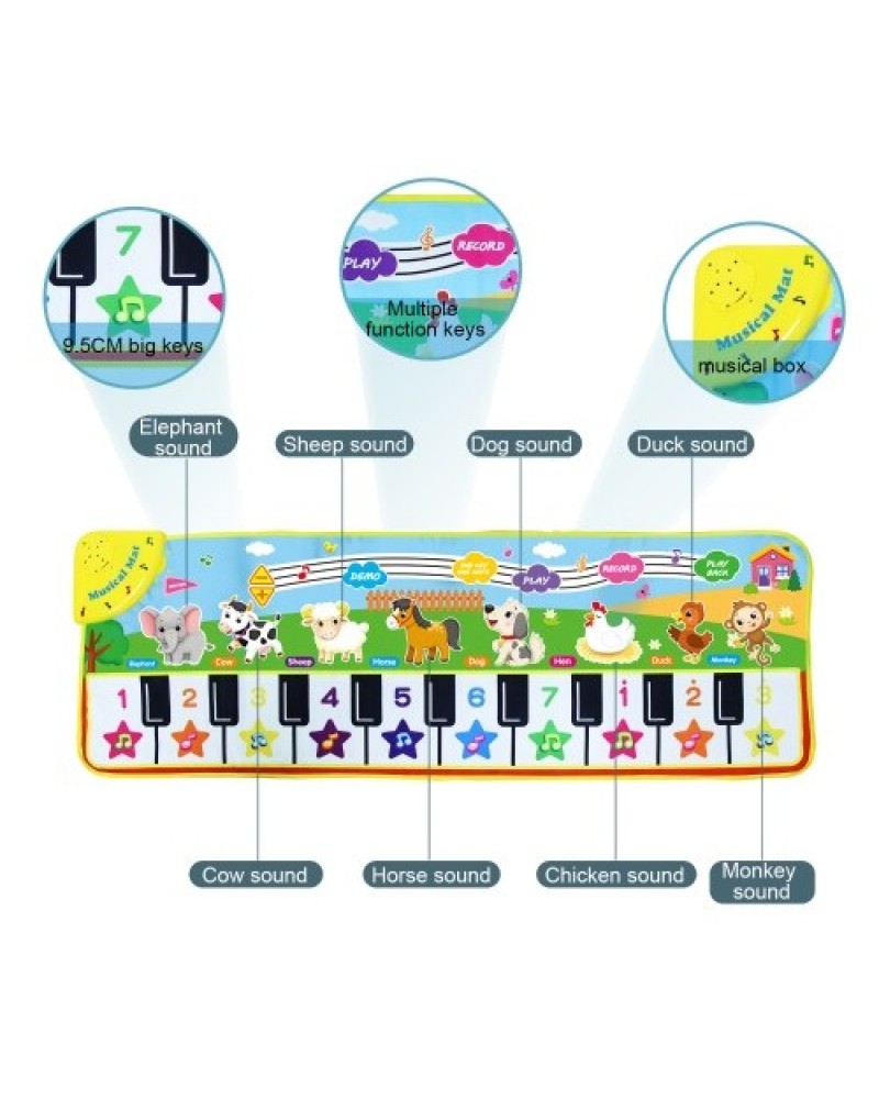 Keyboard Music Mat Playmat Educational Musical Carpet Multifunctional Children Piano Carpet Baby Crawling Mat for Kids Toddlers