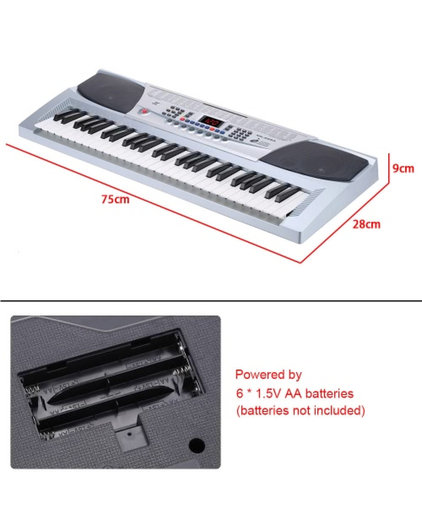54 Keys Multifunctional Teaching-Type Electronic Keyboard LED Display Electronic Piano Organ with Music Stand &amp; Microphone