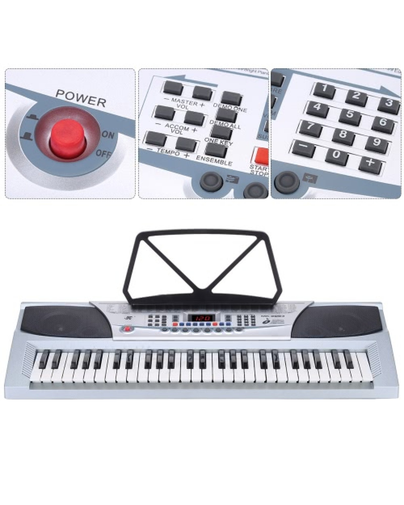 54 Keys Multifunctional Teaching-Type Electronic Keyboard LED Display Electronic Piano Organ with Music Stand &amp; Microphone