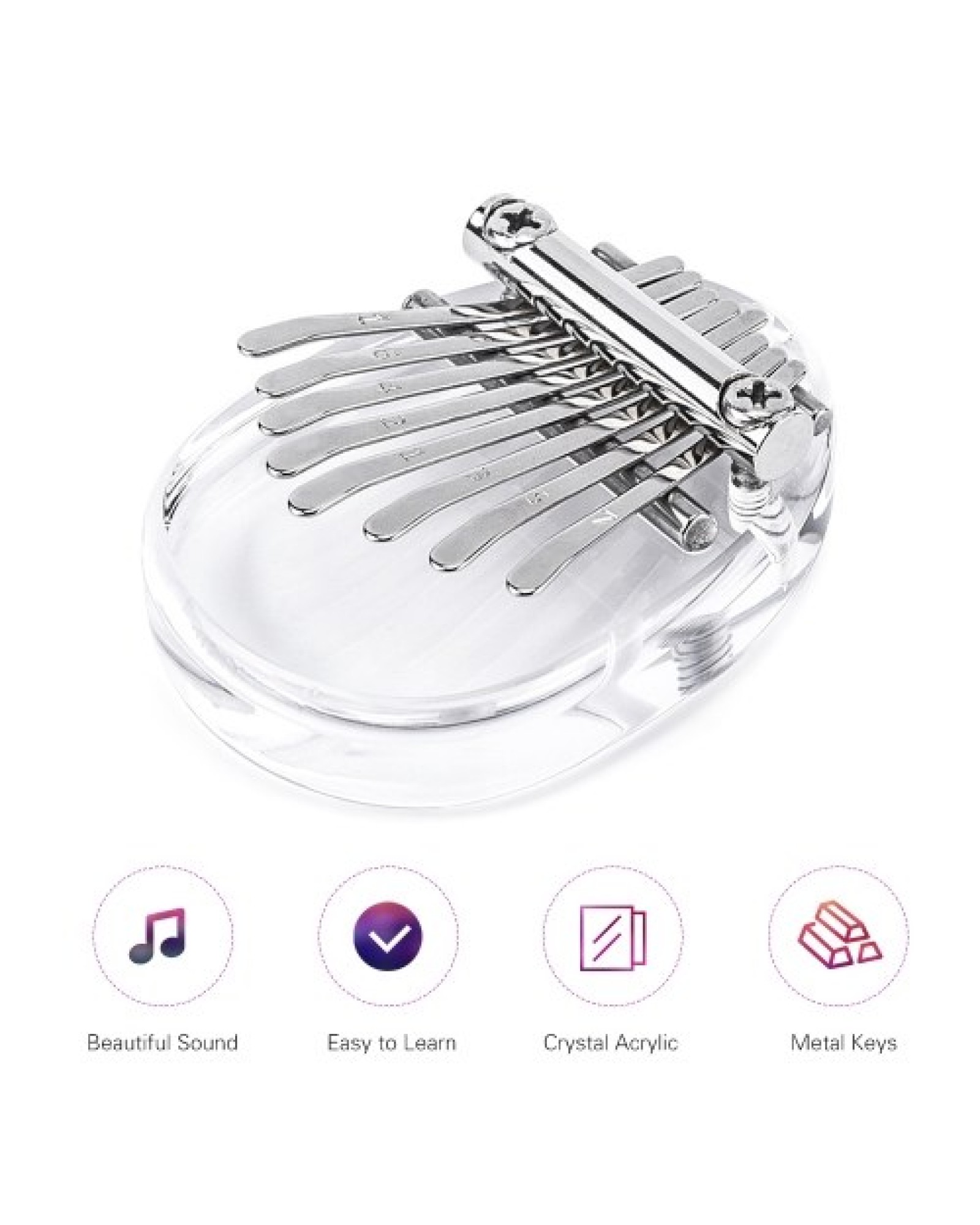 8 Key Kalimba Mini Thumb Piano Finger Piano Transparent Acrylic Finger Keyboard Musical Instrument