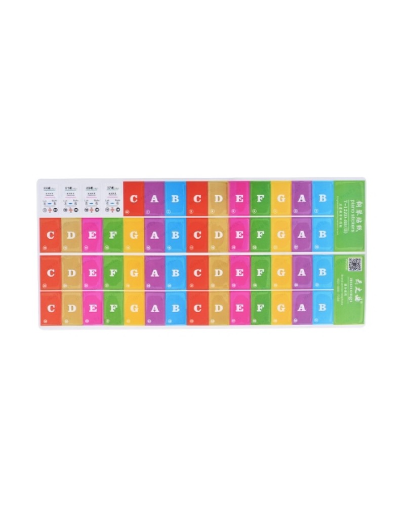 Piano Keyboard Music Note Stickers Colorful Removable for 37/ 49/ 61/ 88 Key Keyboards for Kids Beginners Piano Practice
