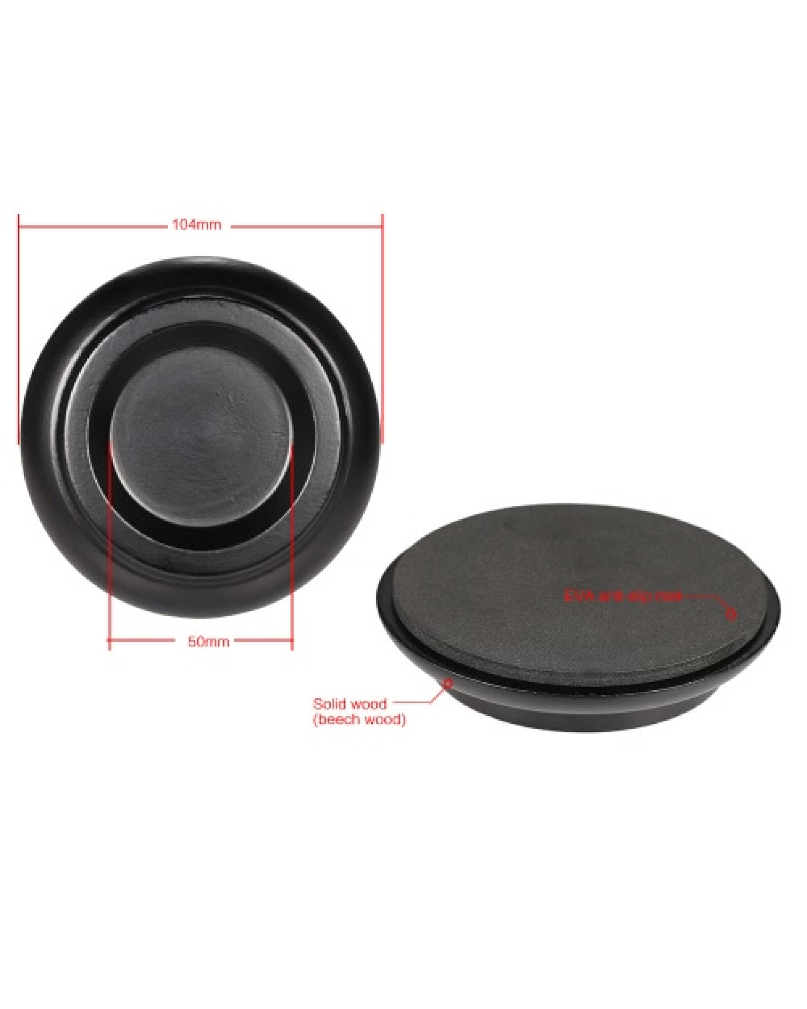 4pcs/set Solid Wood Upright Piano Caster Cups w/ EVA Anti-slip Mat