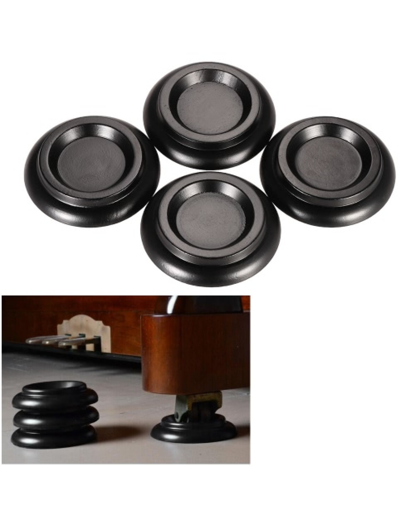4pcs/set Solid Wood Upright Piano Caster Cups w/ EVA Anti-slip Mat