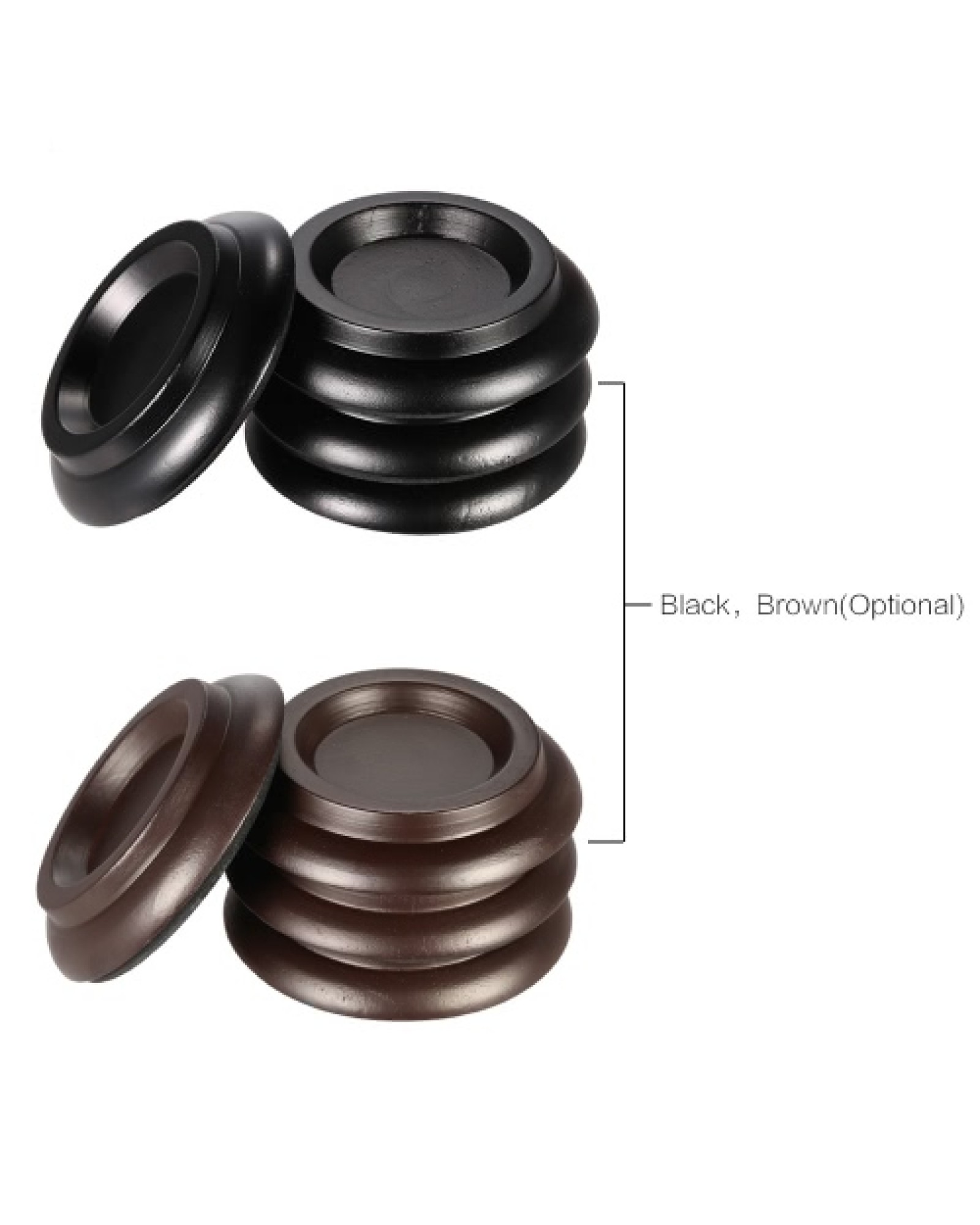 4pcs/set Solid Wood Upright Piano Caster Cups w/ EVA Anti-slip Mat