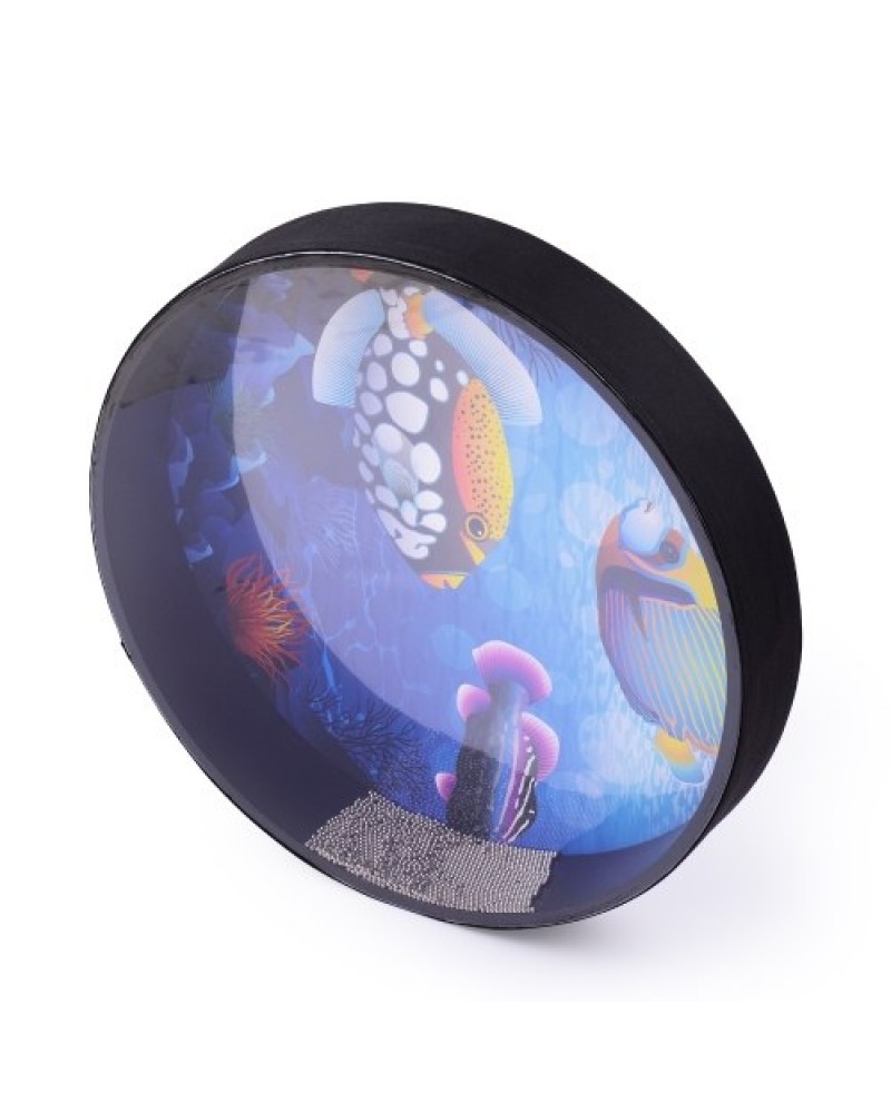 16 Inch Ocean Drum Wooden Handheld Sea Wave Drum Percussion Instrument Gentle Sea Sound Musical Toy Gift for Kids