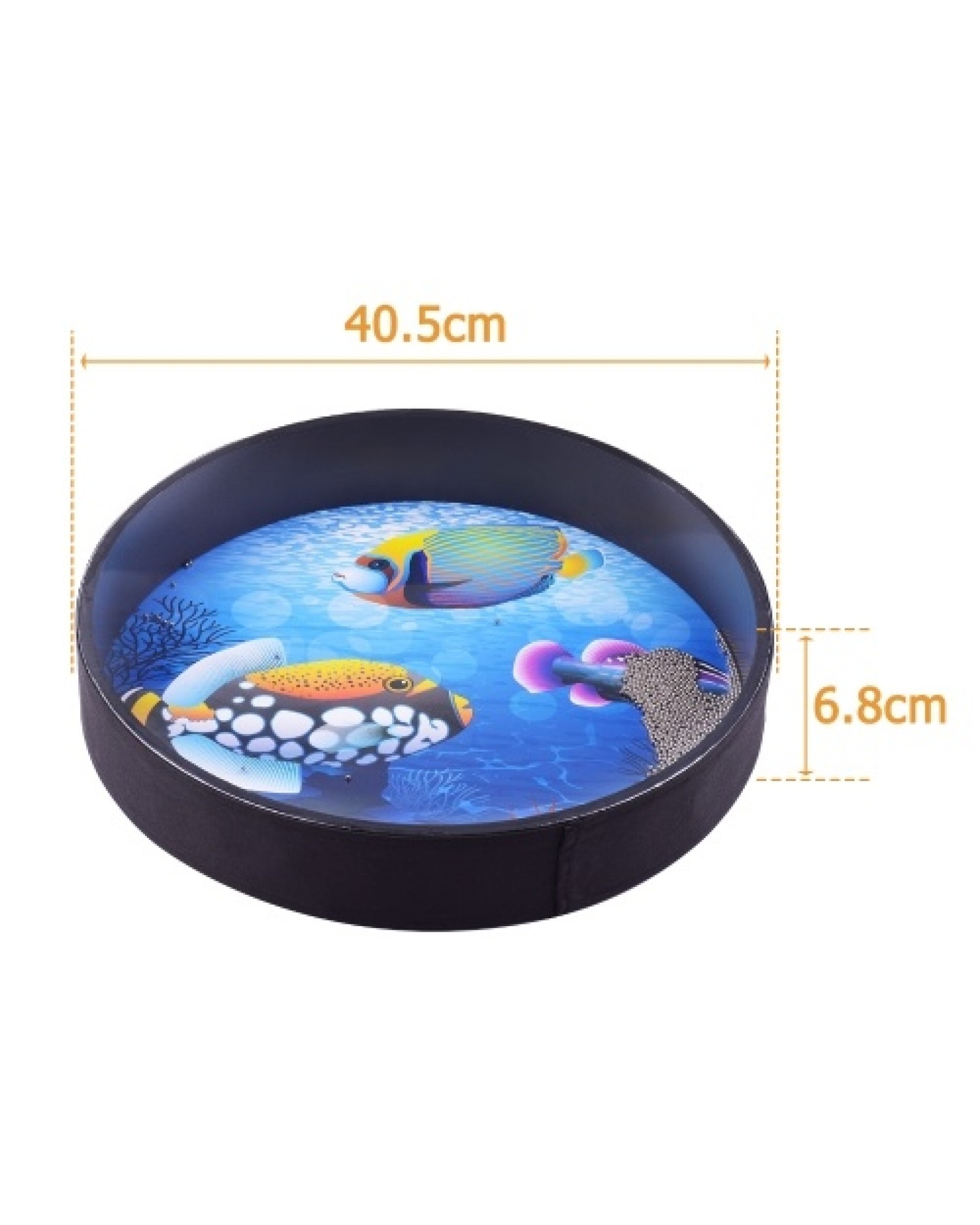 16 Inch Ocean Drum Wooden Handheld Sea Wave Drum Percussion Instrument Gentle Sea Sound Musical Toy Gift for Kids