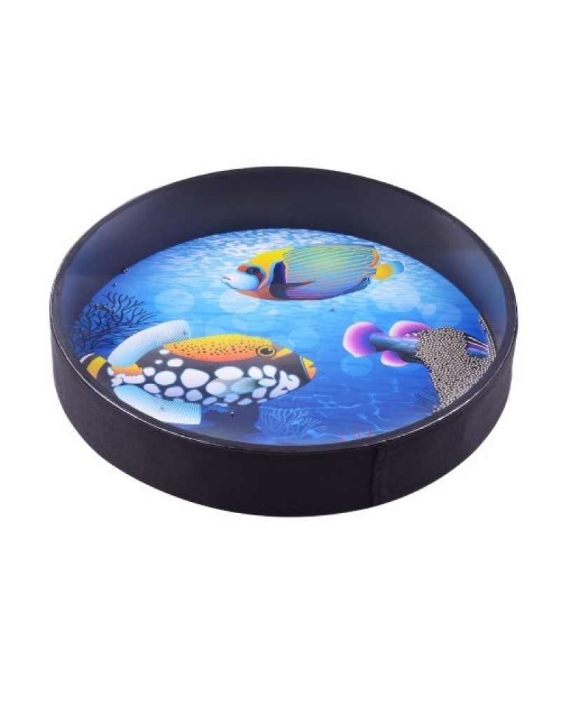 16 Inch Ocean Drum Wooden Handheld Sea Wave Drum Percussion Instrument Gentle Sea Sound Musical Toy Gift for Kids