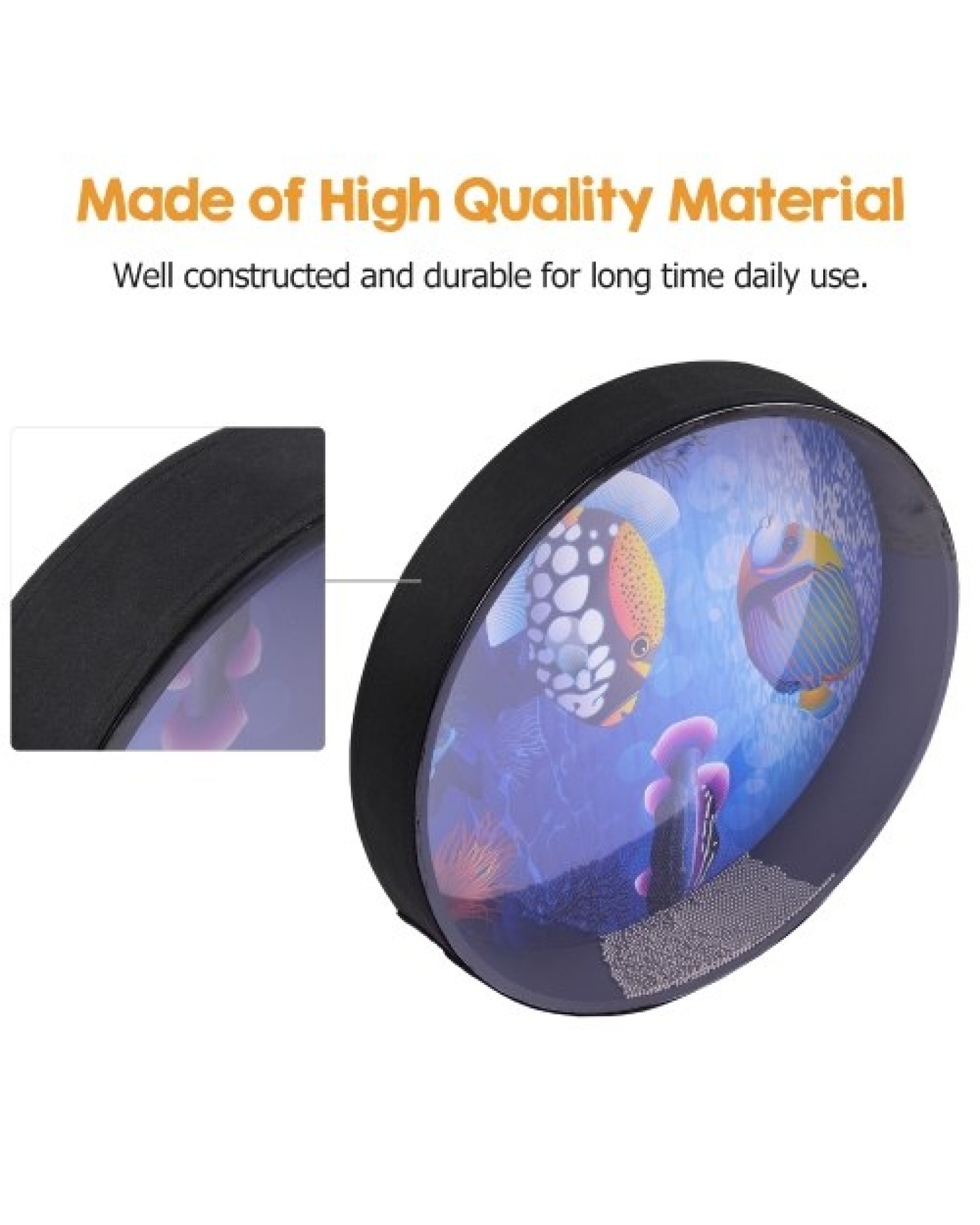 16 Inch Ocean Drum Wooden Handheld Sea Wave Drum Percussion Instrument Gentle Sea Sound Musical Toy Gift for Kids