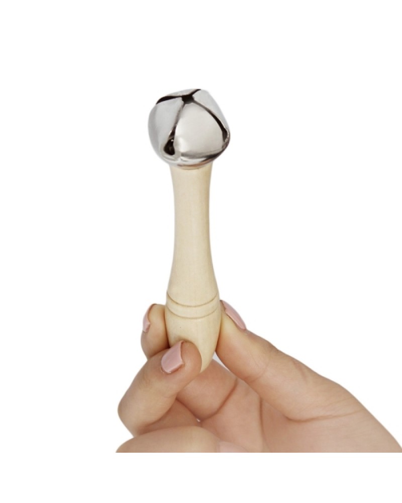 Single Jingle Bell Handbell with Wood Handle Musical Toy for Toddlers Kids Children