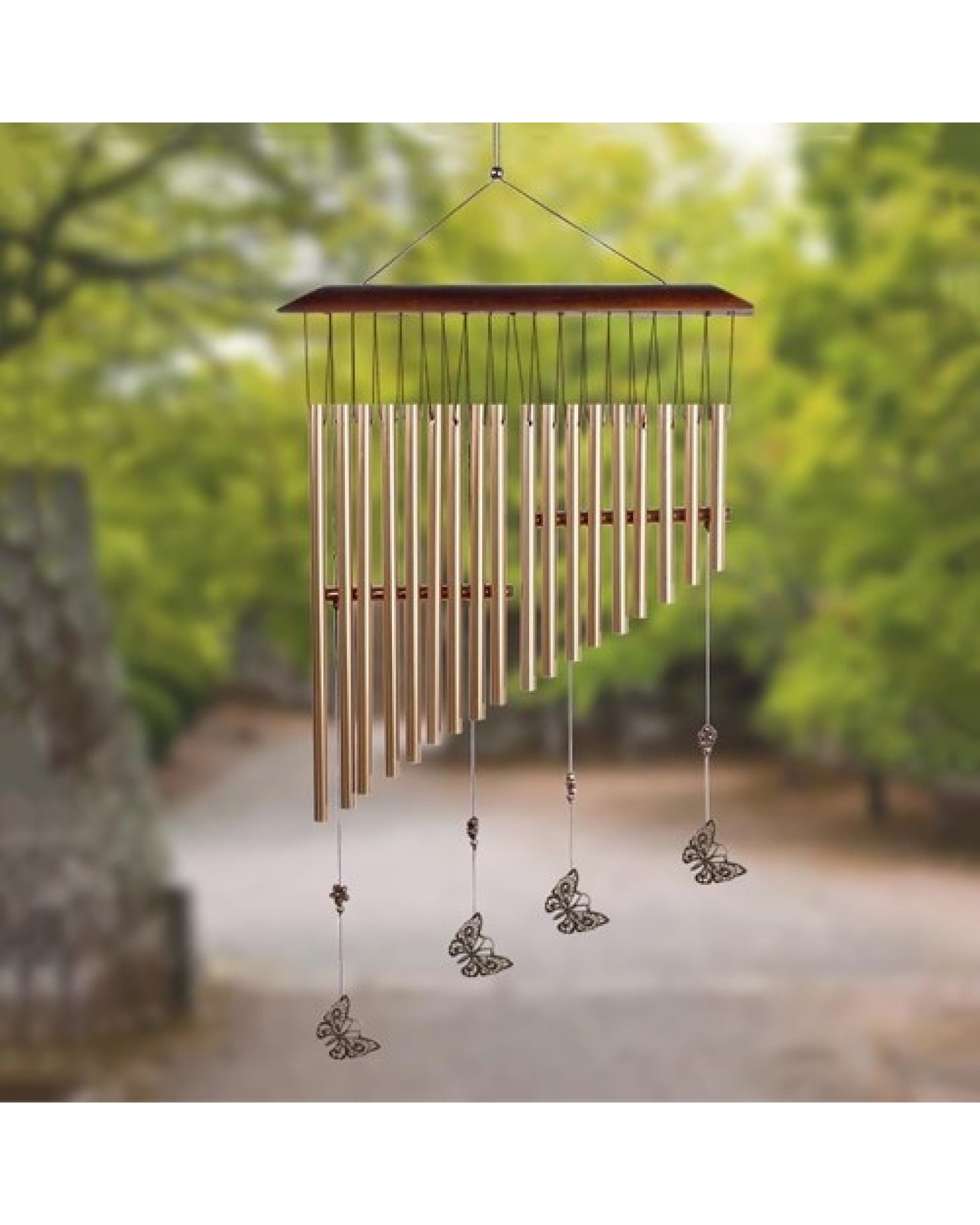 18-bar Wind Chimes Aluminum Tube Chime with Butterfly for Bedroom Garden Backyard Decoration