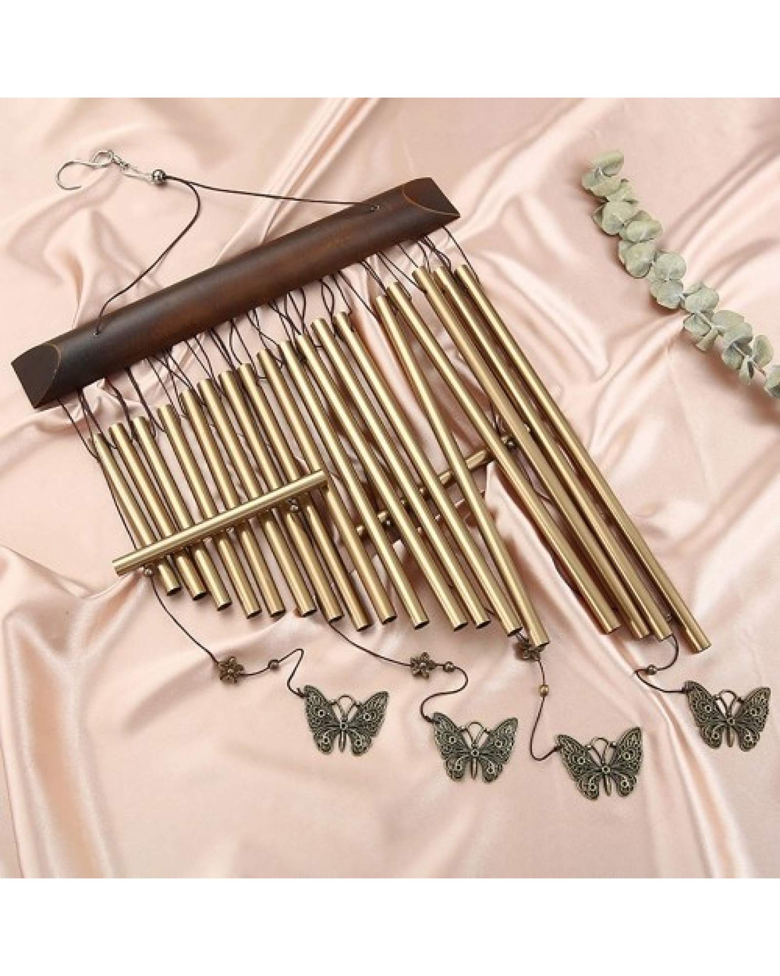 18-bar Wind Chimes Aluminum Tube Chime with Butterfly for Bedroom Garden Backyard Decoration