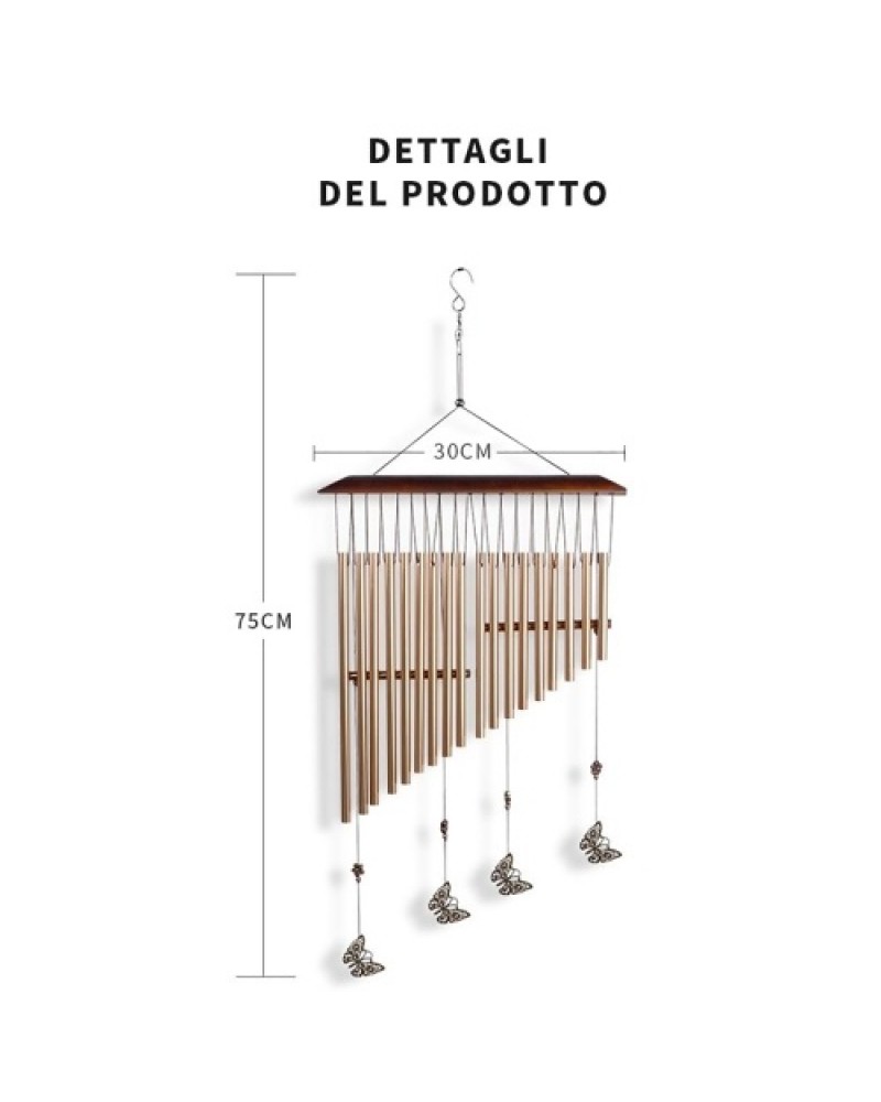 18-bar Wind Chimes Aluminum Tube Chime with Butterfly for Bedroom Garden Backyard Decoration