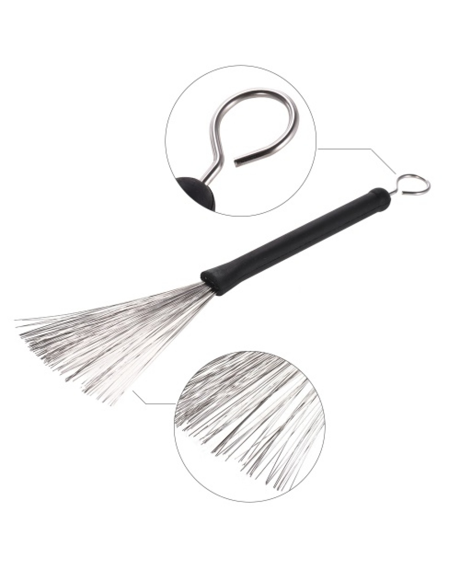 1 Pair Drum Rods Sticks + 1 Pair Drum Brushes Drum Stick Set with Storage Bag for Jazz Folk Music