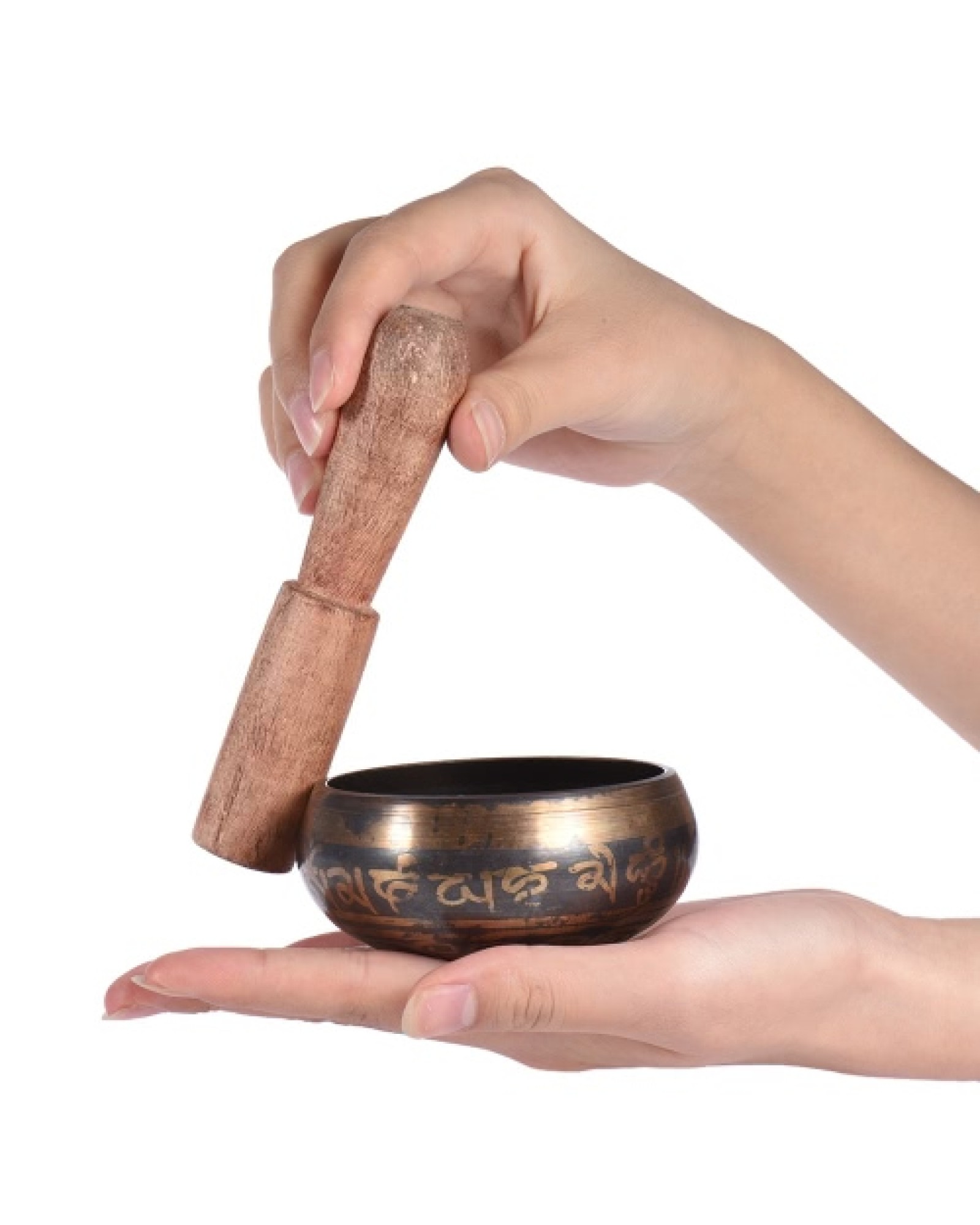 Exquisite 2.8 Inch Handmade Tibetan Bell Metal Singing Bowl with Striker for Buddhism Buddhist Meditation Relaxati