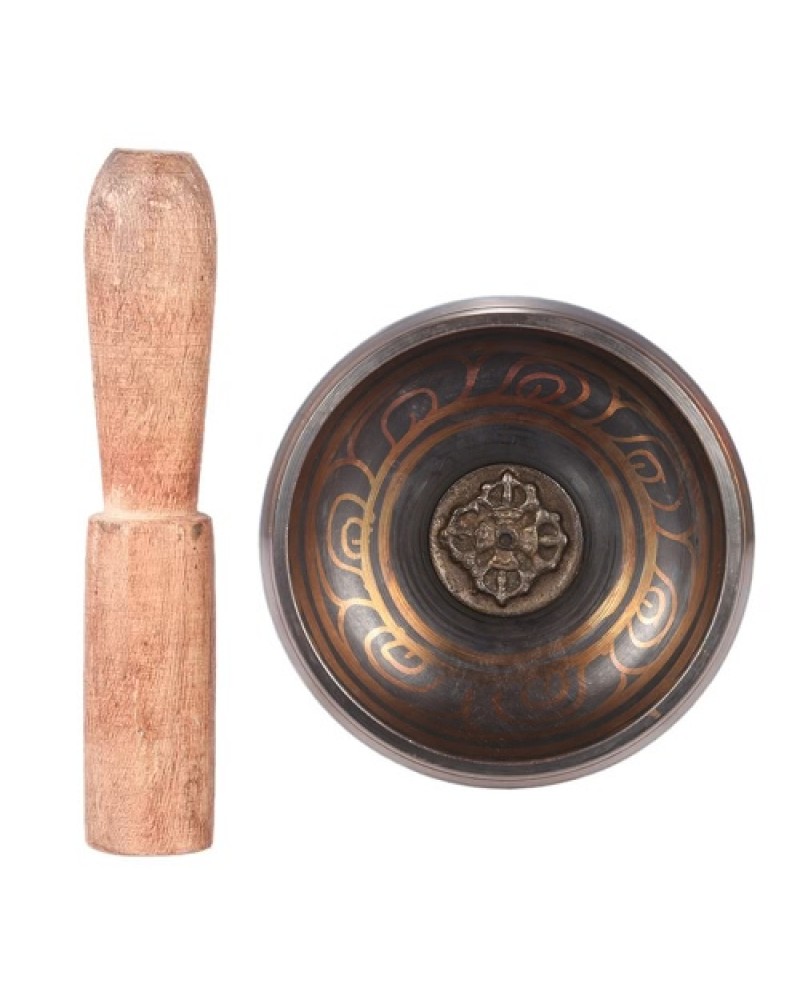 Exquisite 2.8 Inch Handmade Tibetan Bell Metal Singing Bowl with Striker for Buddhism Buddhist Meditation Relaxati