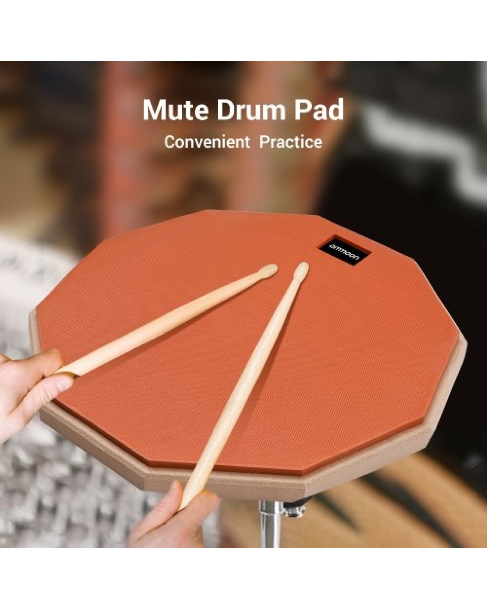 12 Inch Drum Practice Pad Mute Drum Pad with Drum Stick Carrying Bag for Students Beginners