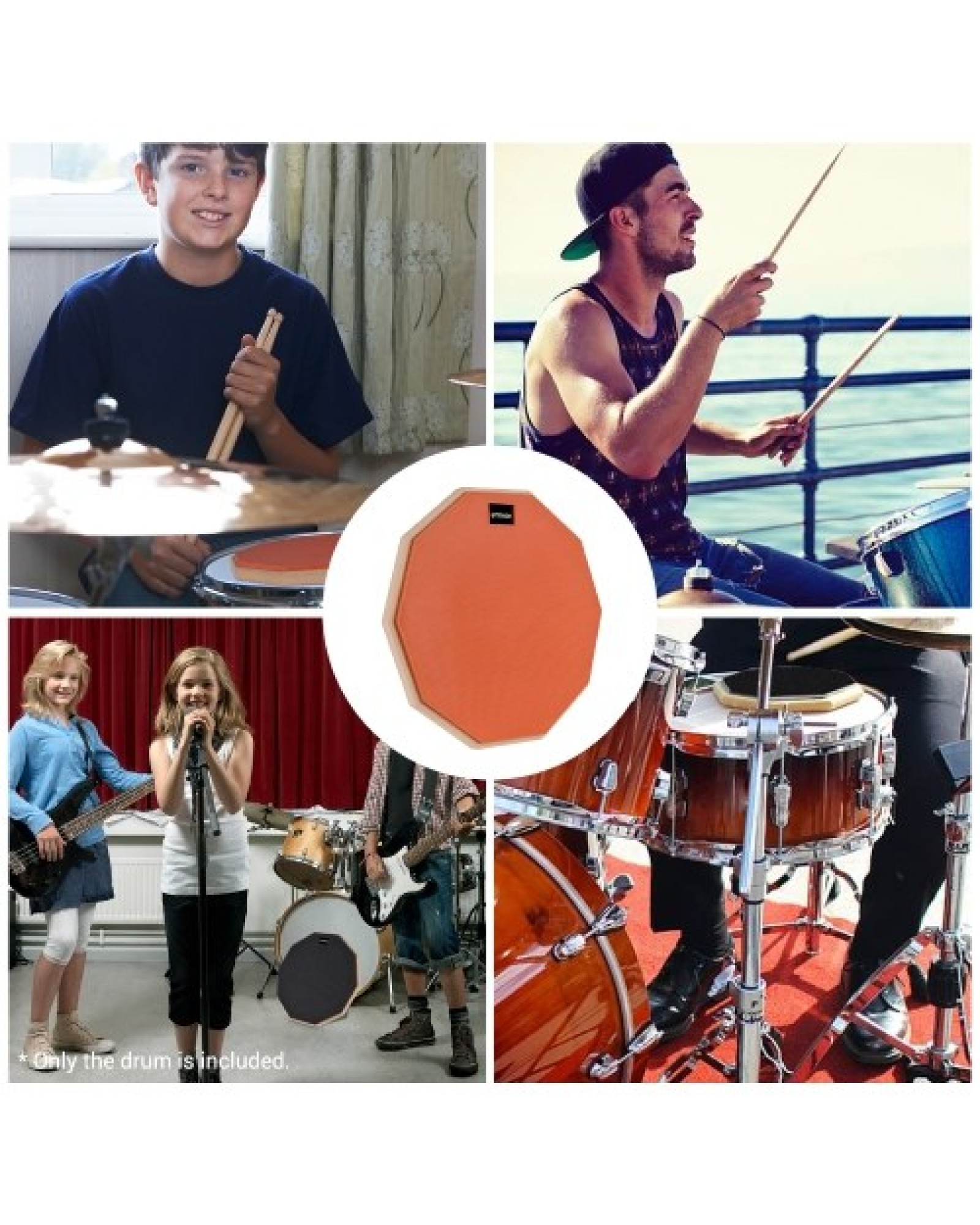 12 Inch Drum Practice Pad Mute Drum Pad with Drum Stick Carrying Bag for Students Beginners