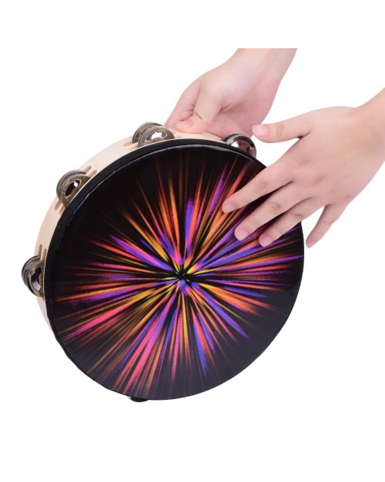 10 Inch Wooden Rdiant Tambourine Handbell Hand Drum