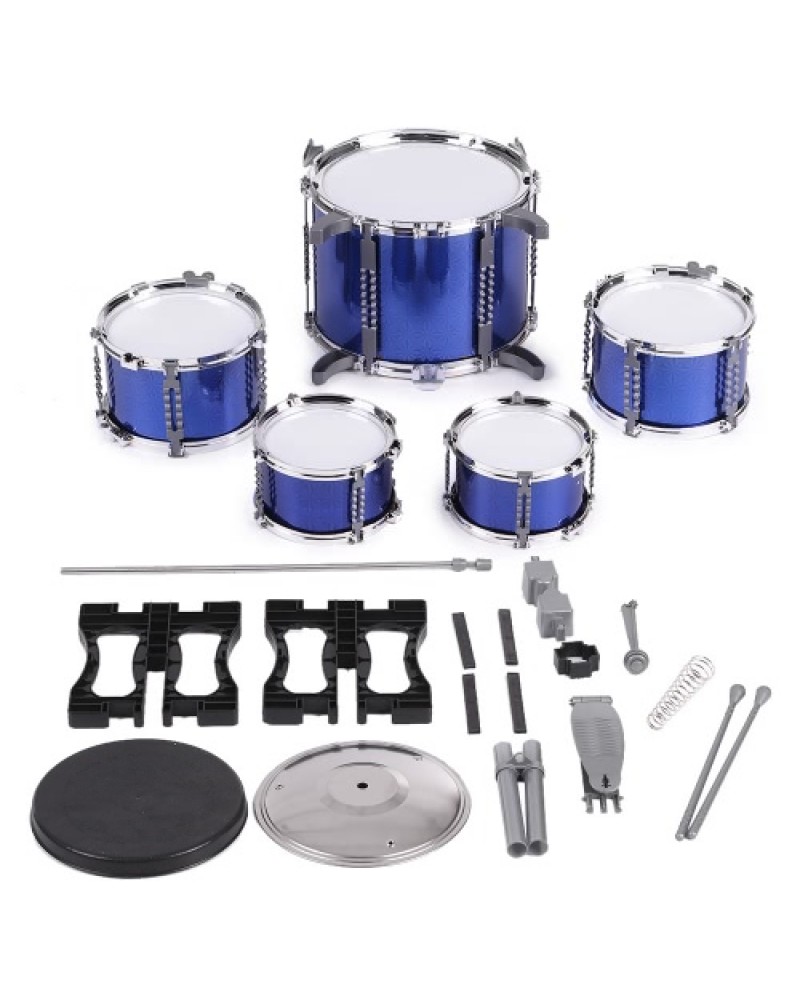 Compact Size Drum Set Children Kids Musical Instrument Toy 5 Drums with Small Cymbal Stool Drum Sticks for Boys Girls