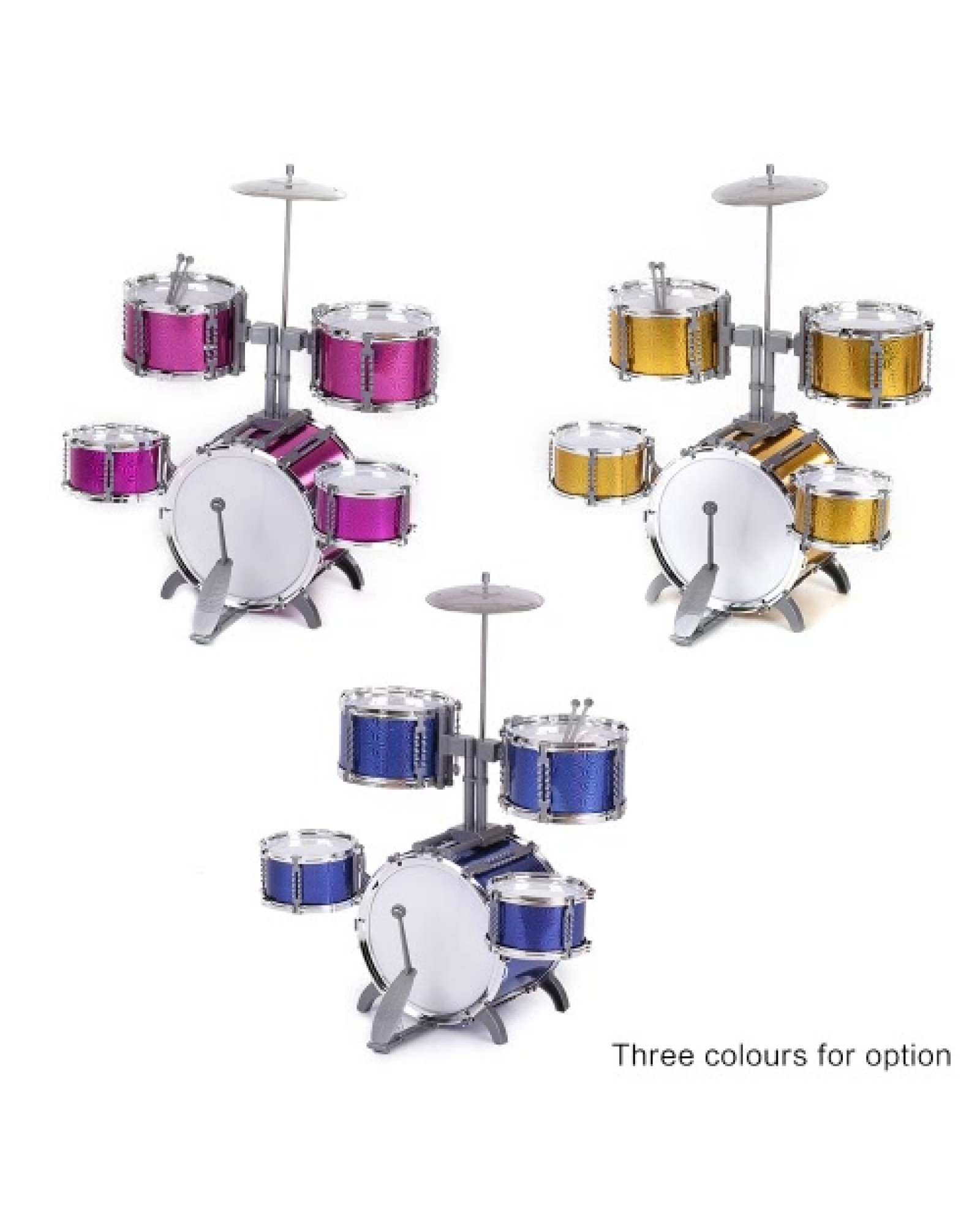 Compact Size Drum Set Children Kids Musical Instrument Toy 5 Drums with Small Cymbal Stool Drum Sticks for Boys Girls