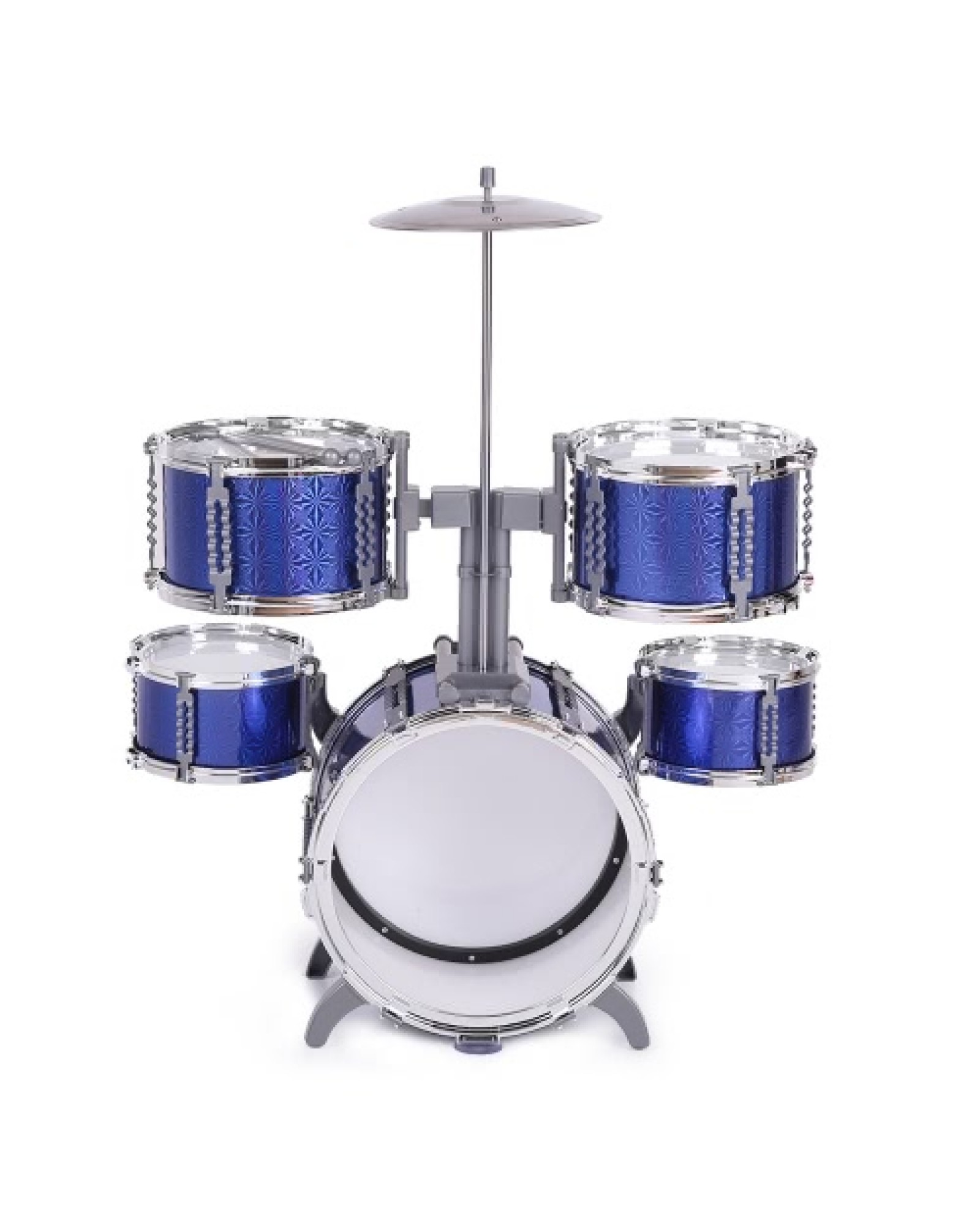Compact Size Drum Set Children Kids Musical Instrument Toy 5 Drums with Small Cymbal Stool Drum Sticks for Boys Girls
