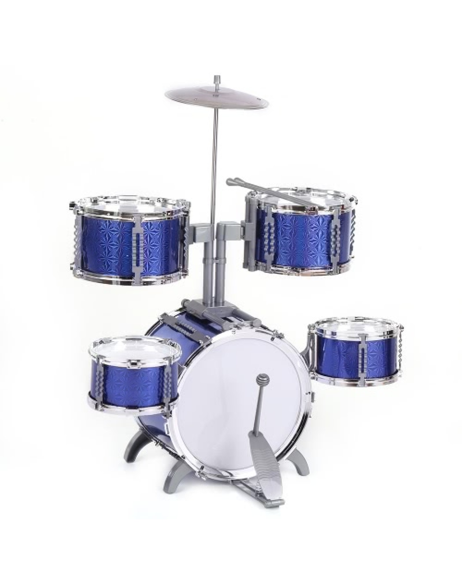 Compact Size Drum Set Children Kids Musical Instrument Toy 5 Drums with Small Cymbal Stool Drum Sticks for Boys Girls