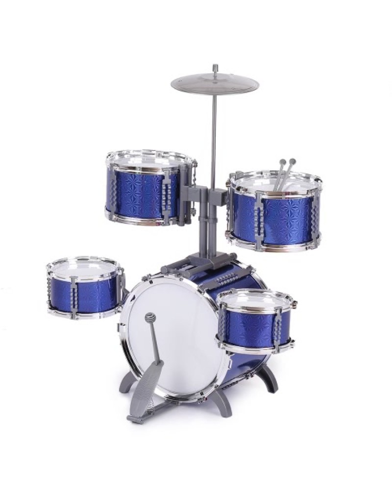 Compact Size Drum Set Children Kids Musical Instrument Toy 5 Drums with Small Cymbal Stool Drum Sticks for Boys Girls