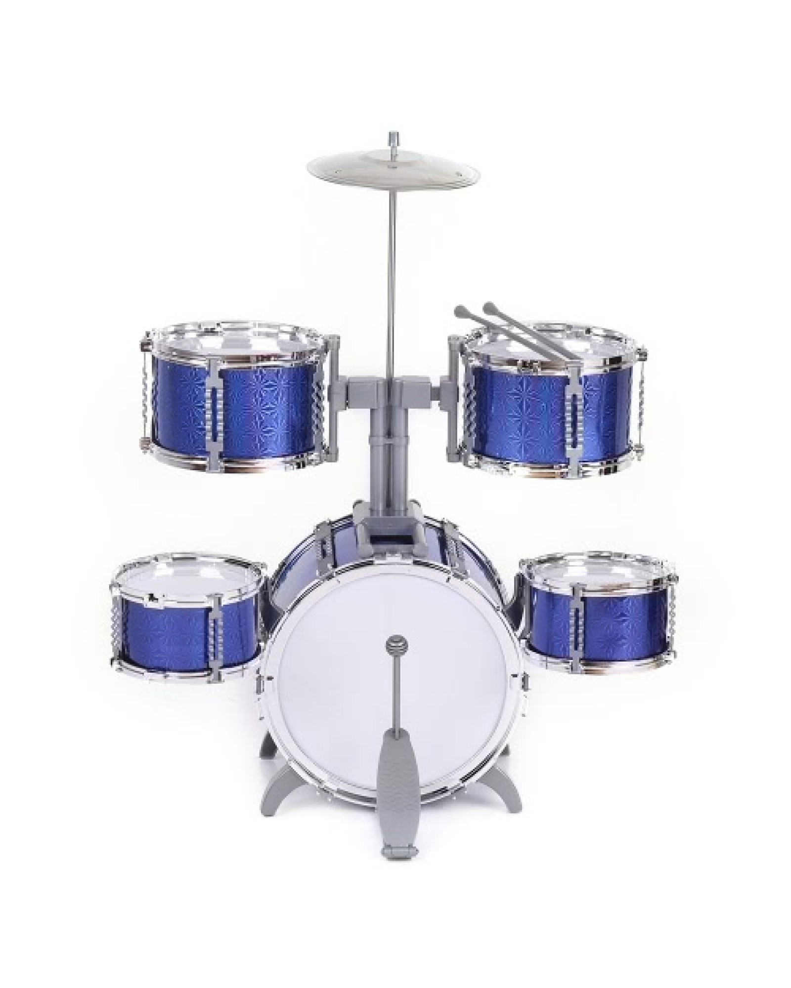 Compact Size Drum Set Children Kids Musical Instrument Toy 5 Drums with Small Cymbal Stool Drum Sticks for Boys Girls