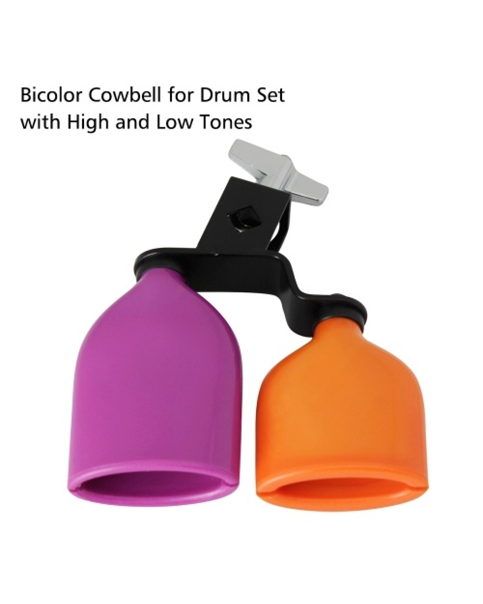 Bicolor Cowbell for Drum Set High and Low Tones Midium Size Double Mounted Bell Kit   Percussion Instruments