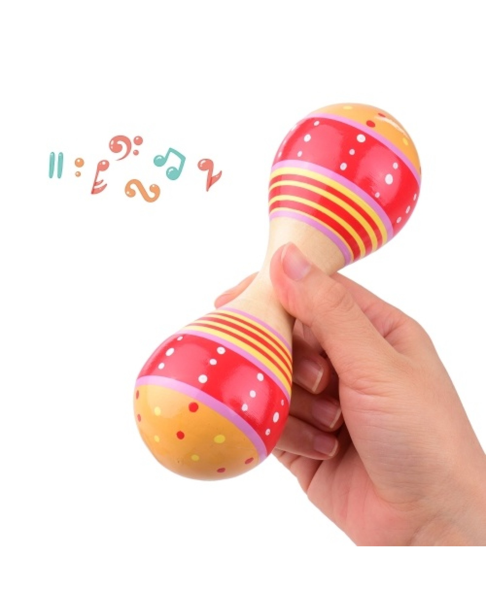 Wooden Maracas for Kids Cute Colorful Musical Instrument Toys Pack of 4pcs(Random Color Delivery)