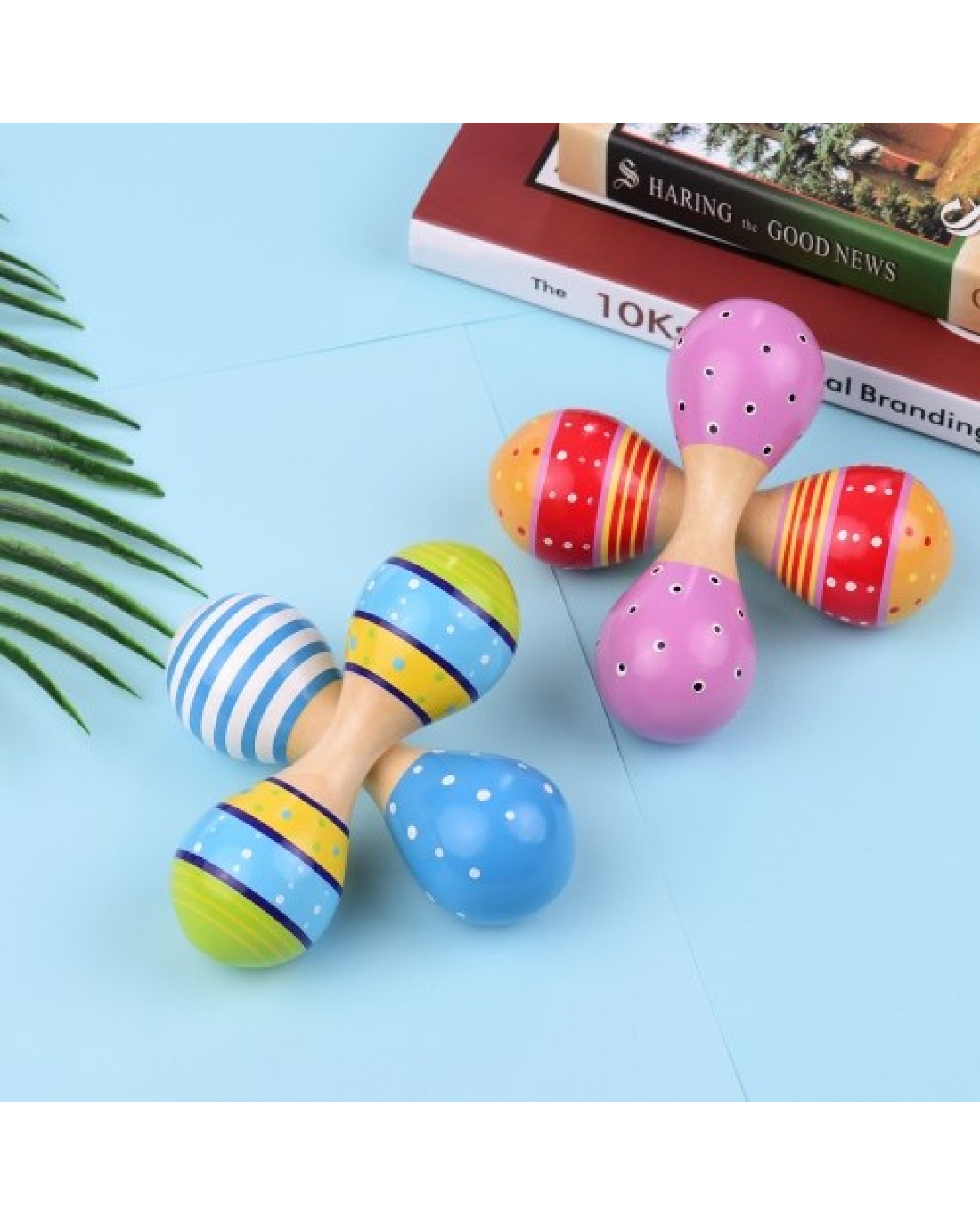 Wooden Maracas for Kids Cute Colorful Musical Instrument Toys Pack of 4pcs(Random Color Delivery)