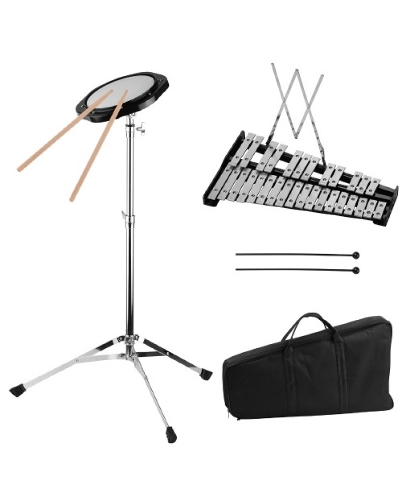 Glockenspiel Bell Kit Including 30 Notes Glockenspiel 8 Inches Practice Pad Percussion Instrument Adjustable Height