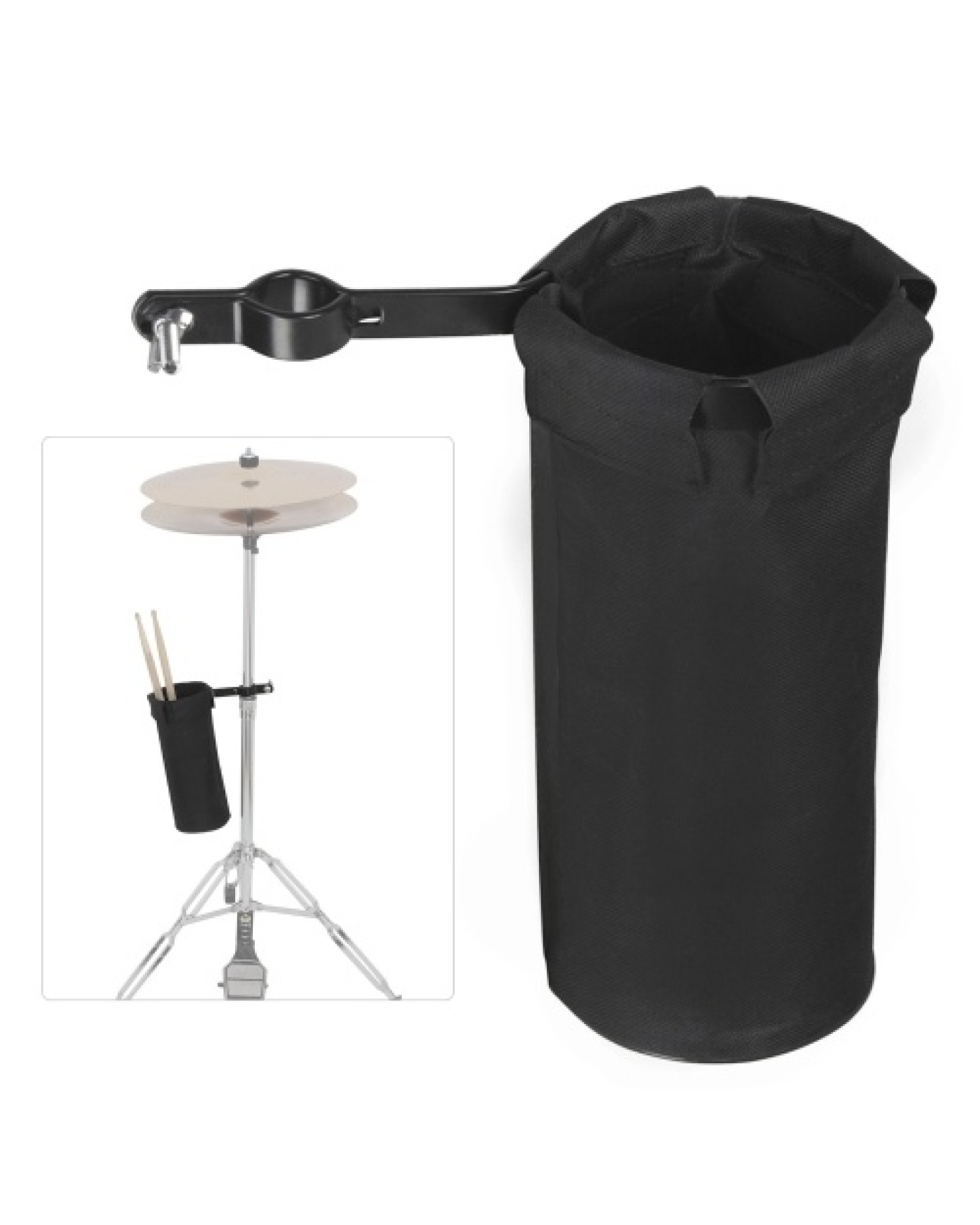 Cylindrical Drum Stick Holder 600D Fabric Clamp On for Drum Set with Clamp Mount